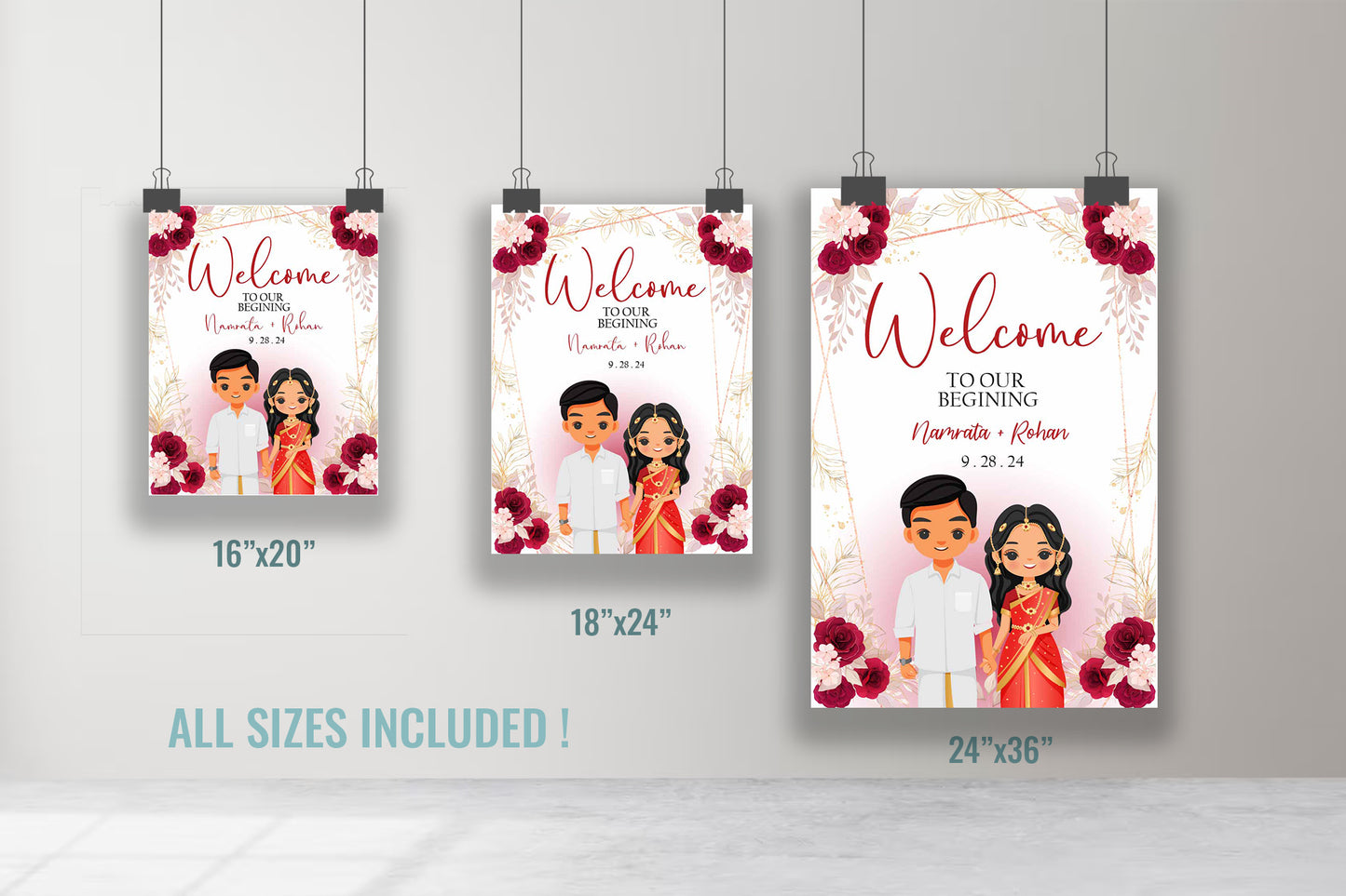 Cute Indian sign: Haldi/Mehndi/Sangeet, reception template #wcsl211003