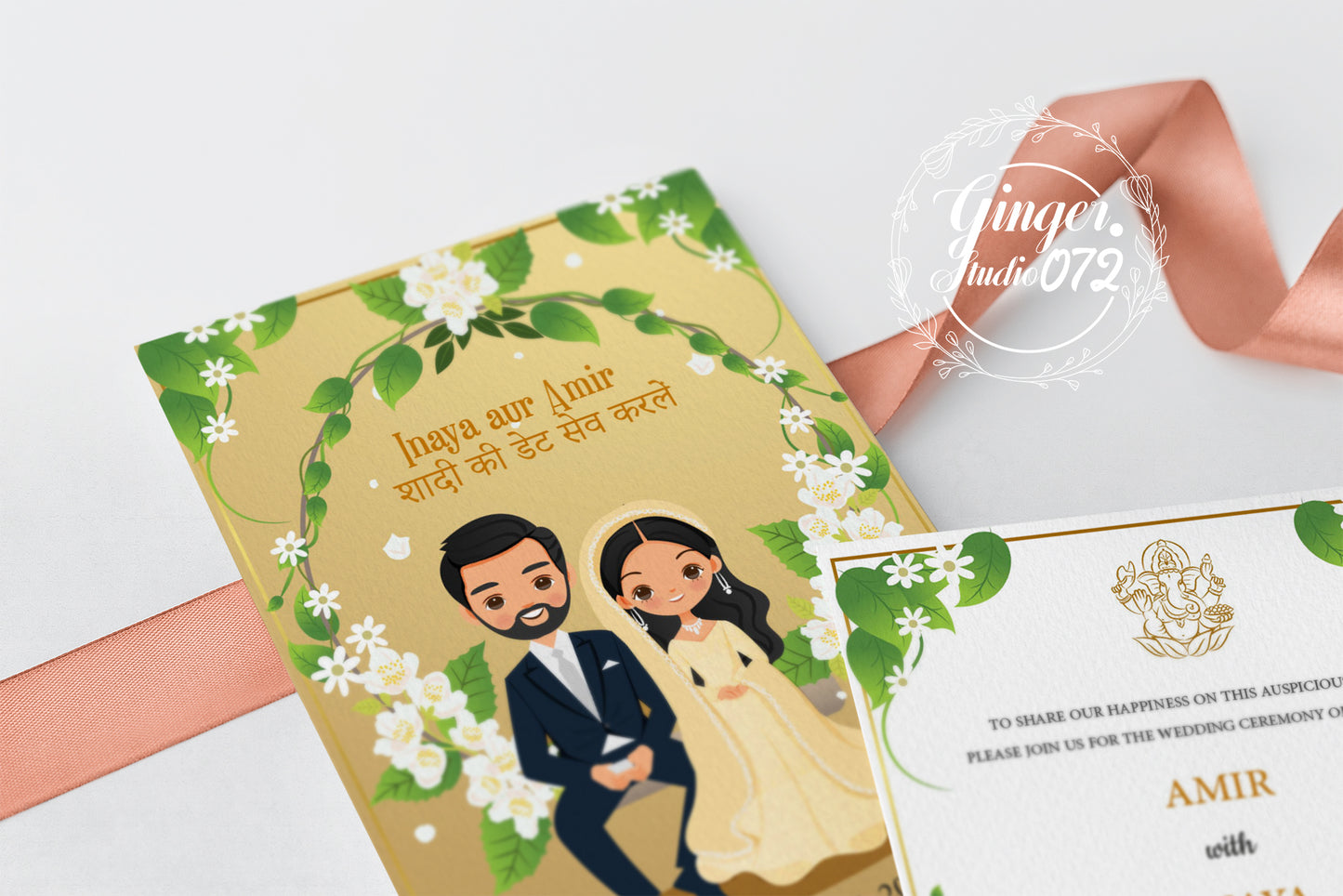 Cute Indian/Hindu wedding invite, Haldi/Mehndi/Sangeet, Customize template #idwc210304