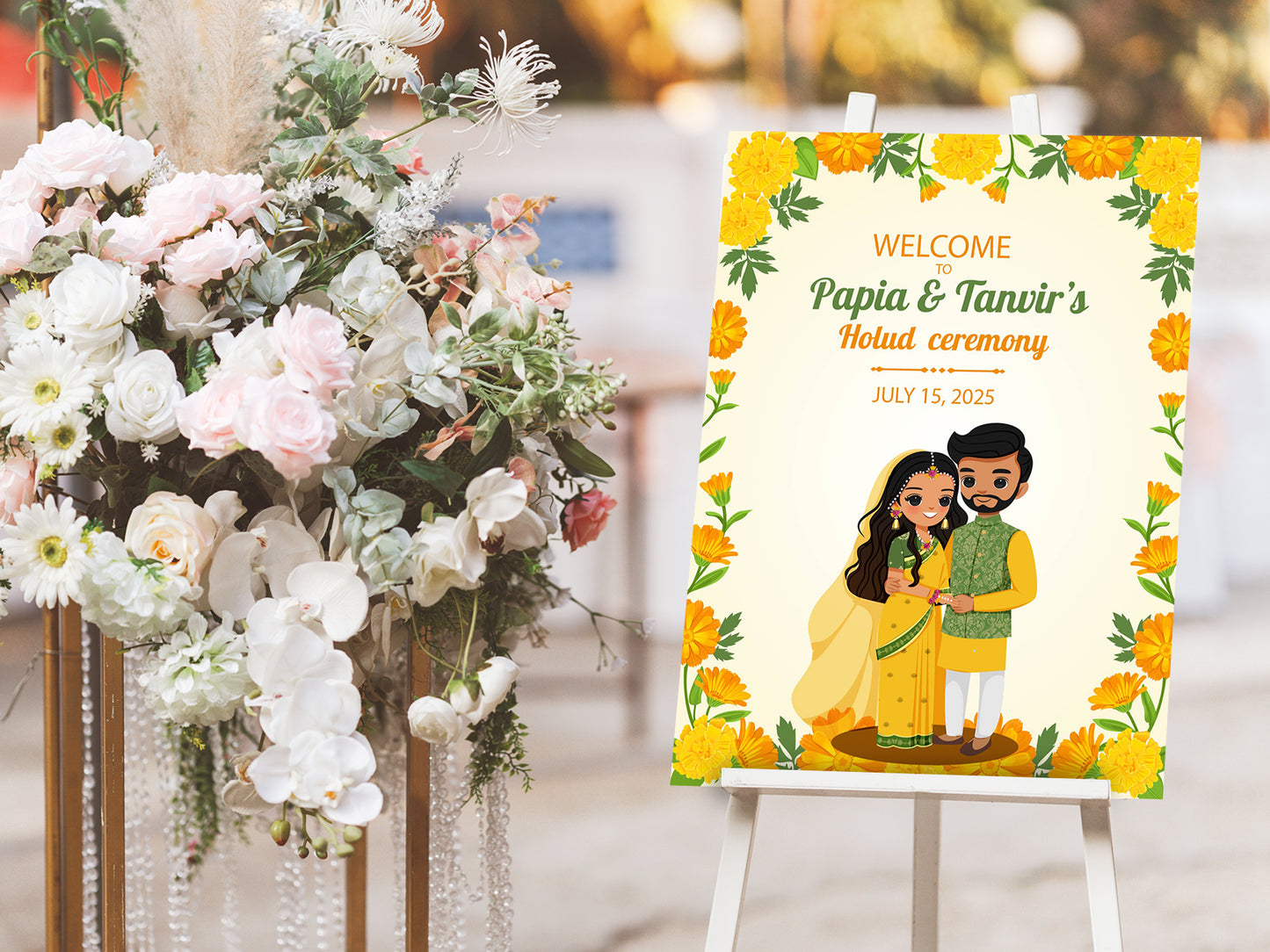 Cute Indian sign: Haldi/Mehndi/Sangeet, reception template #wcsl220806