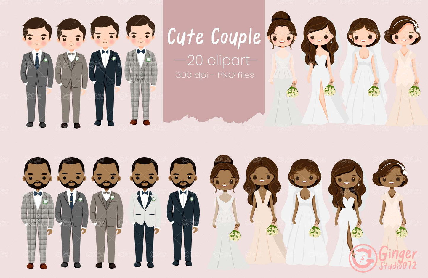 A Cute Couple Clip Art (small commercial license) #ccgs240108