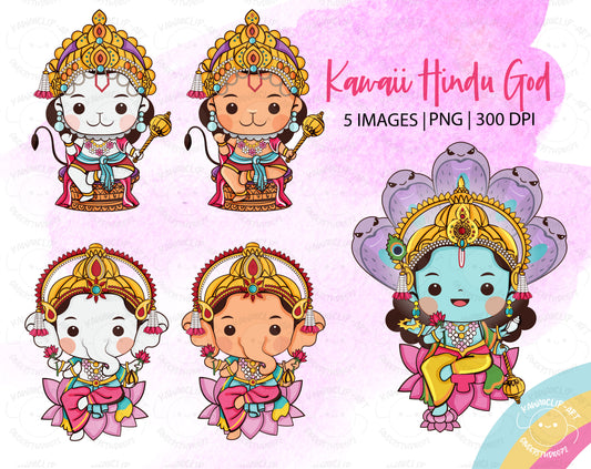 Cute Clipart : Hindu God illustration transparent background set #hdcl210402