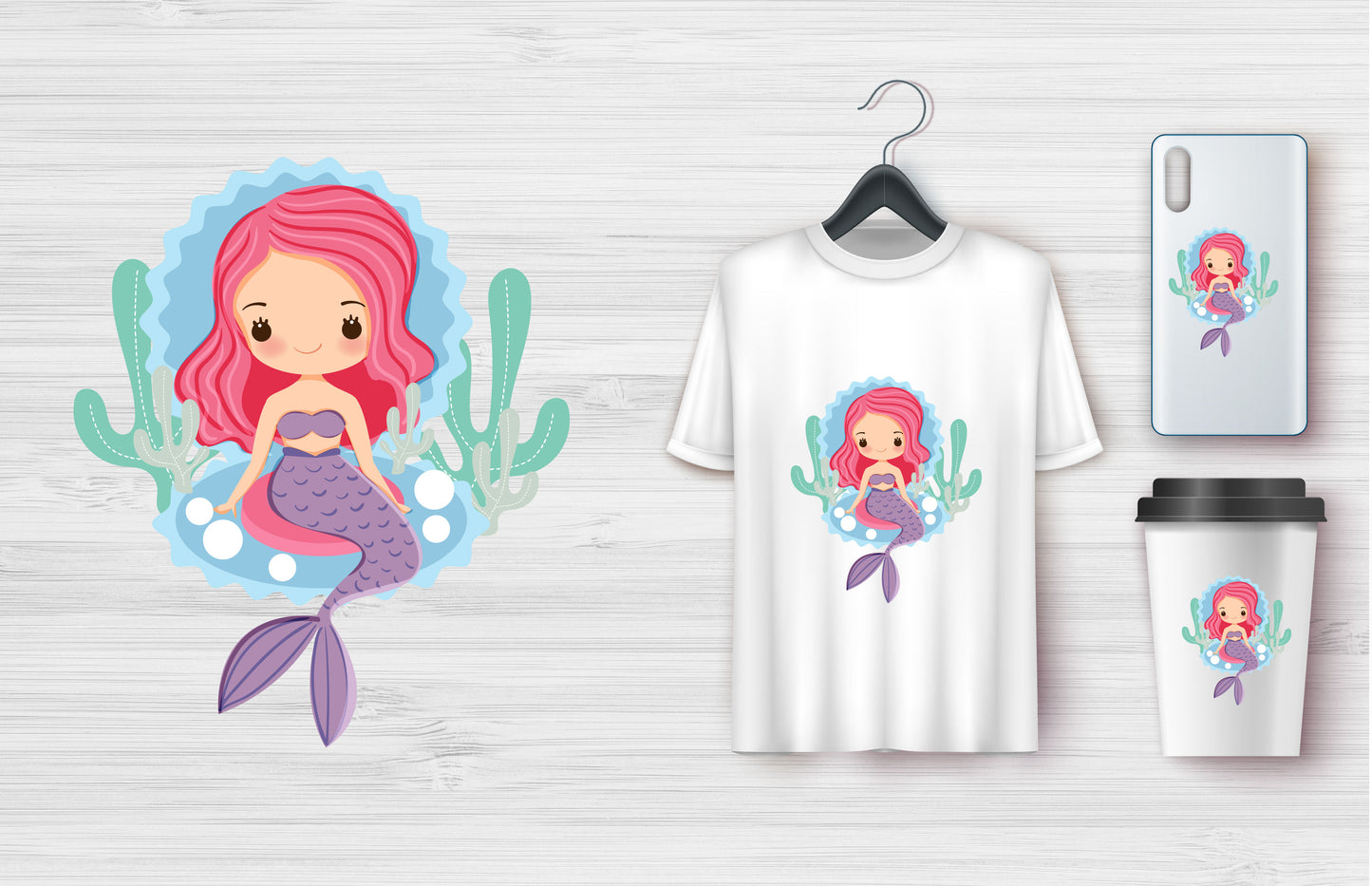Cute Mermaids – A Whimsical Underwater Illustration Collection.
