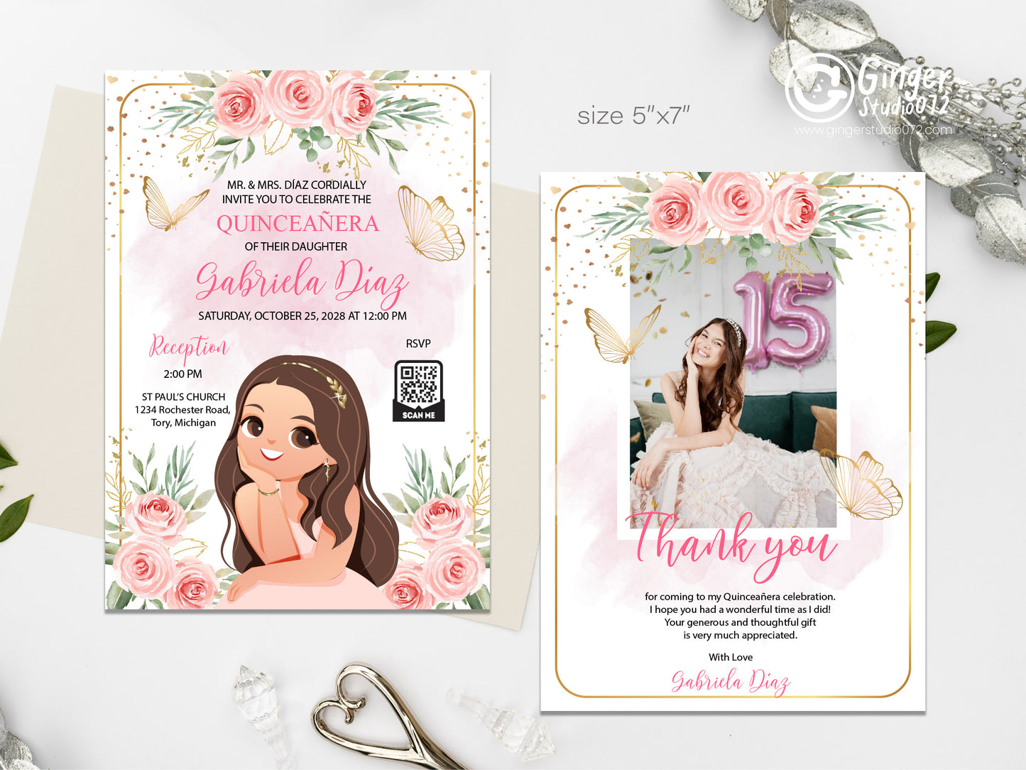 Quinceanera Celebration : Personalize Invites & Signs template #mttp240801