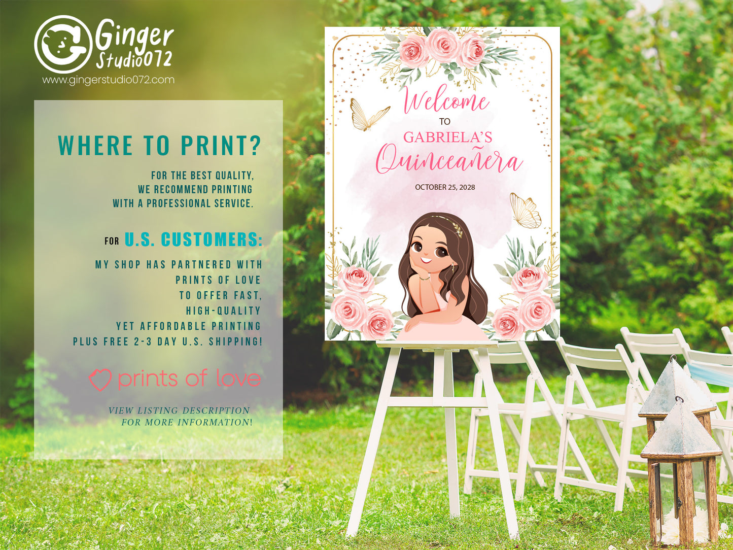 Quinceanera Celebration : Personalize Invites & Signs template #mttp240801