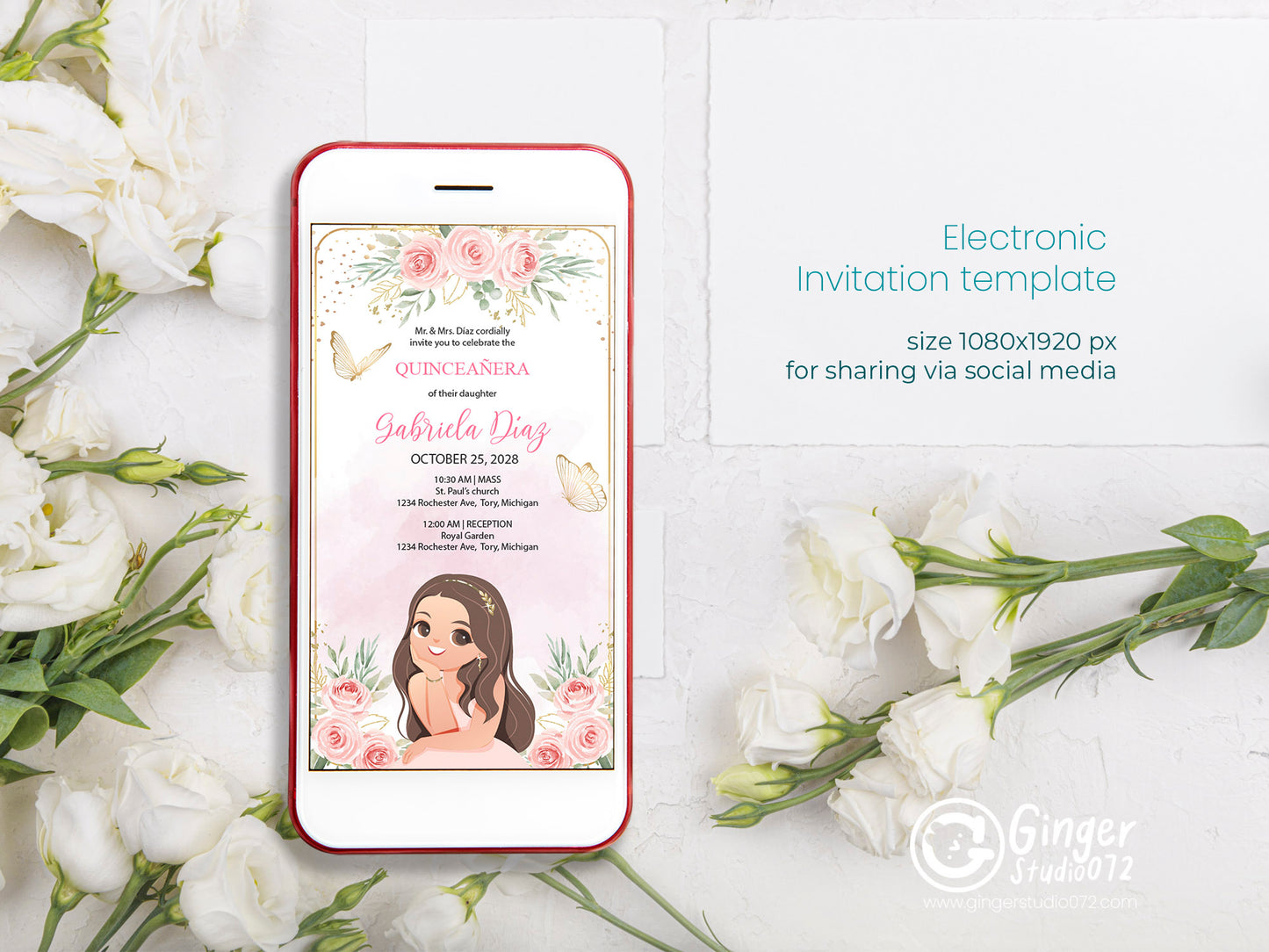 Quinceanera Celebration : Personalize Invites & Signs template #mttp240801