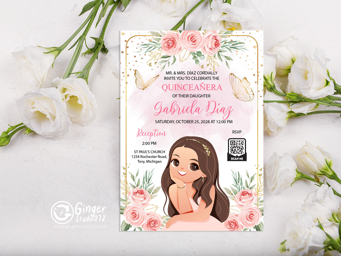 Quinceanera Celebration : Personalize Invites & Signs template #mttp240801