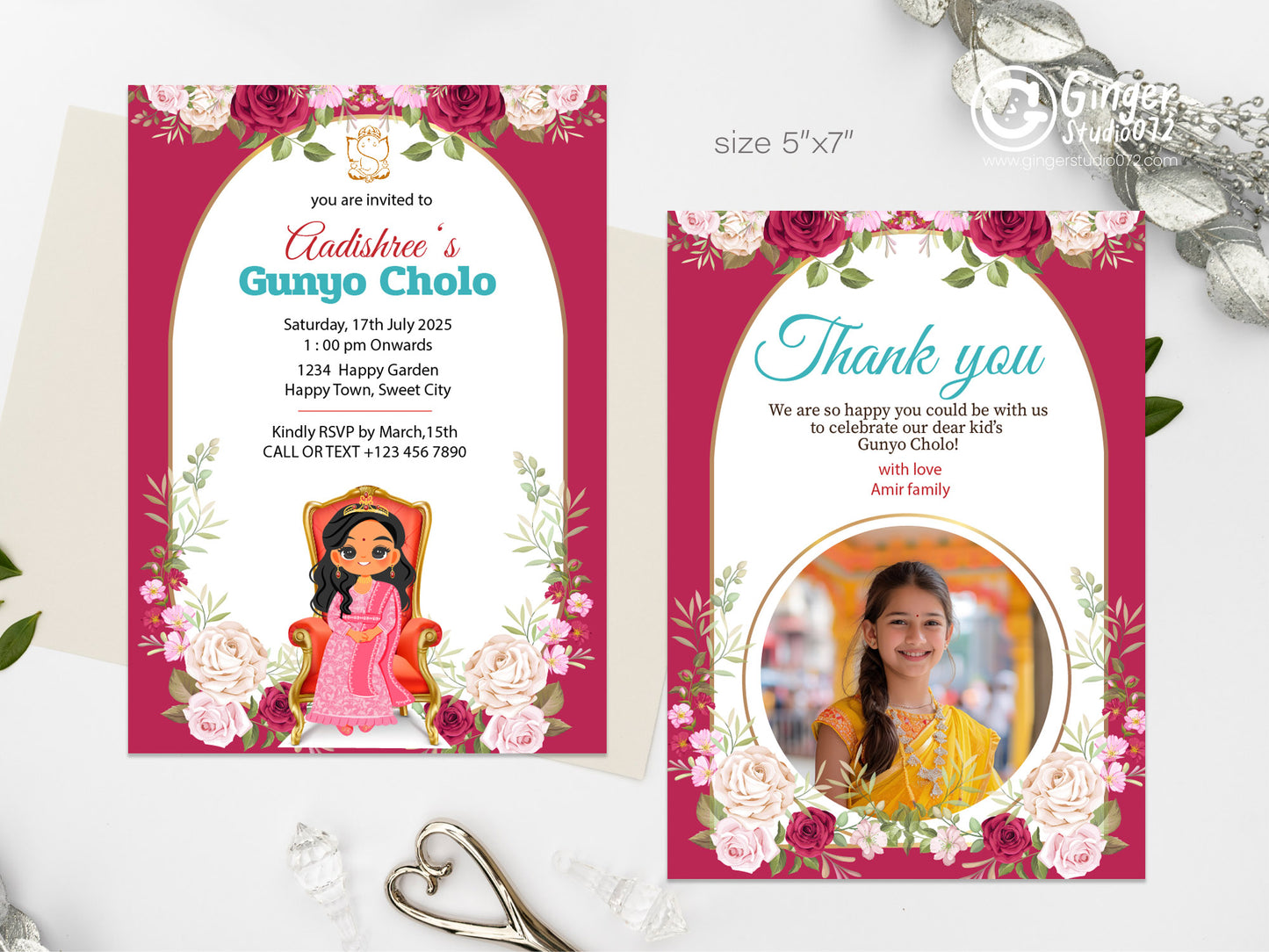 Cute Milestone invite, Gunyo Cholo Ceremony,  Customize Template #mttp240904