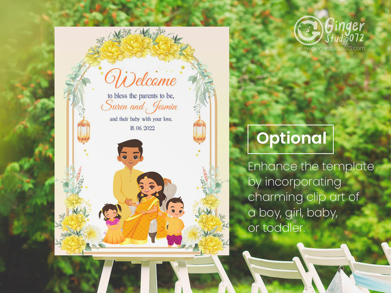 Cute Baby Shower sign, Valaikaapu, Seemantham, Customize Template #wcsl221101