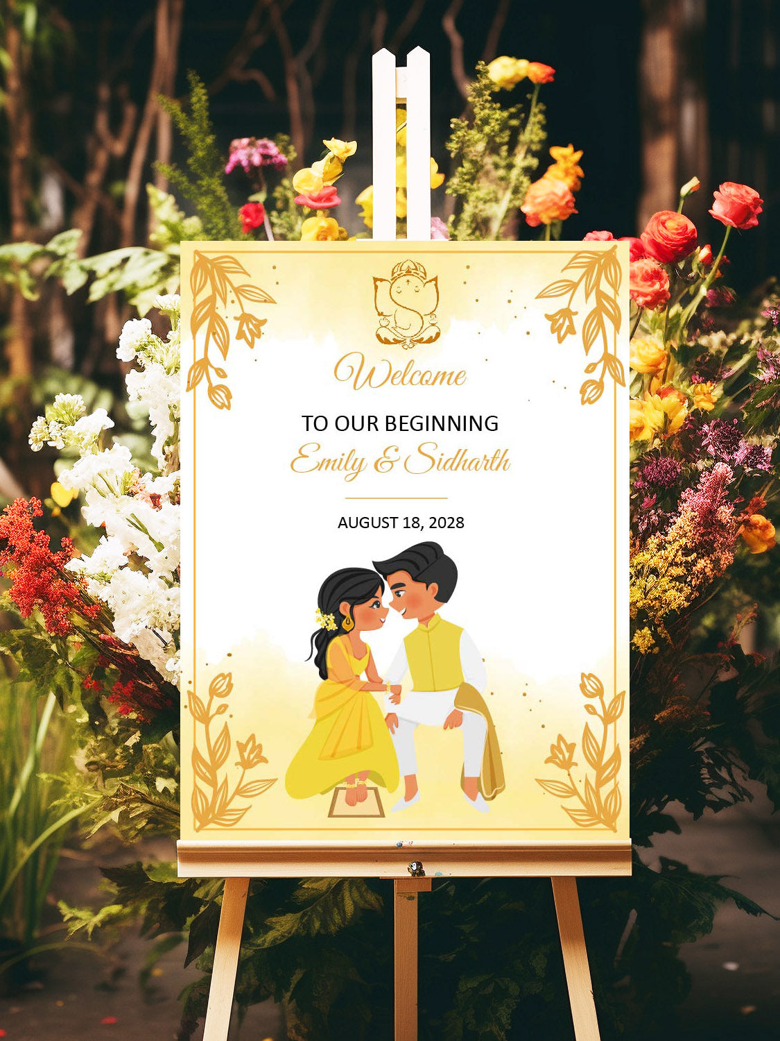 Cute Indian sign: Haldi/Mehndi/Sangeet, reception template #wcsl210702