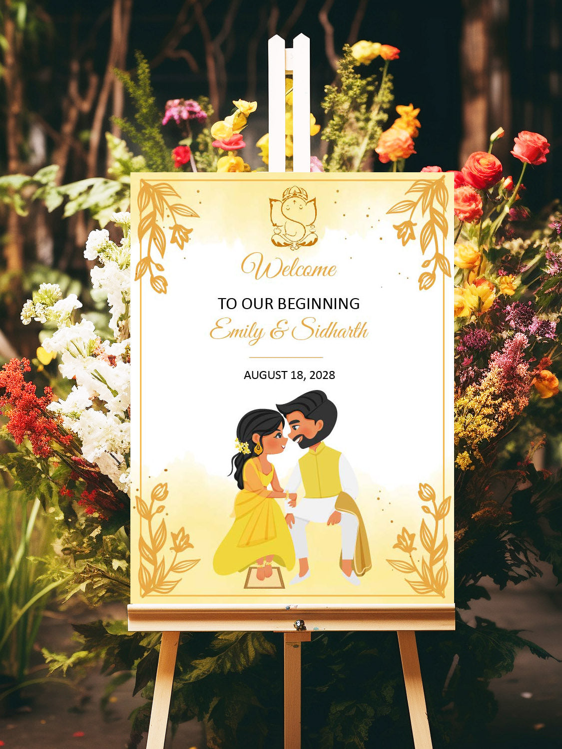 Cute Indian sign: Haldi/Mehndi/Sangeet, reception template #wcsl210702