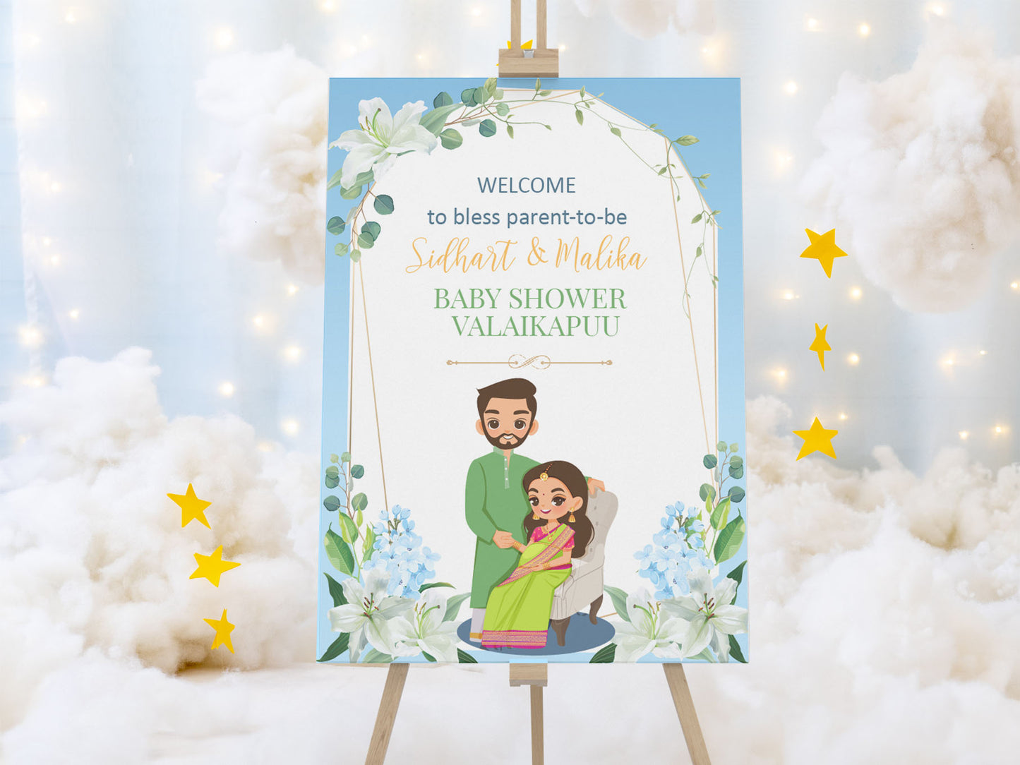 Cute Baby Shower sign, Valaikaapu, Seemantham, Customize Template #wcsl2307010