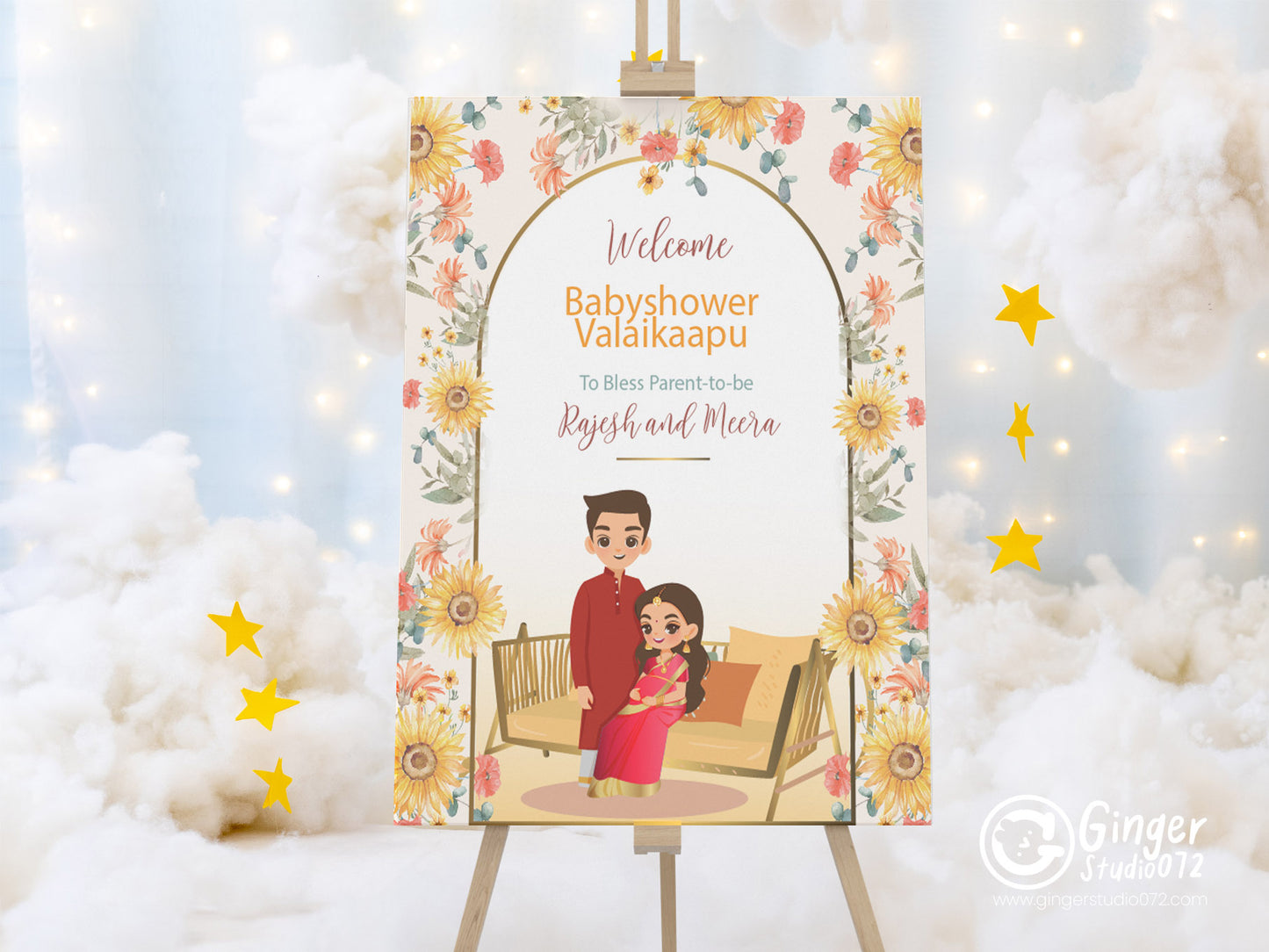 Cute Baby Shower sign, Valaikaapu, Seemantham, Customize Template #wcsl230602