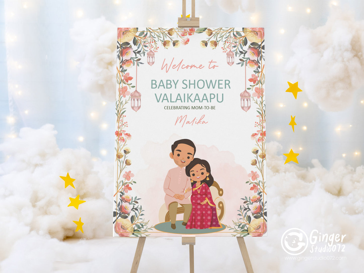 Cute Baby Shower sign, Valaikaapu, Seemantham, Customize Template #wcsl230102