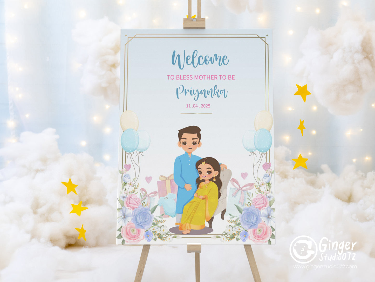 Cute Baby Shower sign, Valaikaapu, Seemantham, Customize Template #wcsl221001