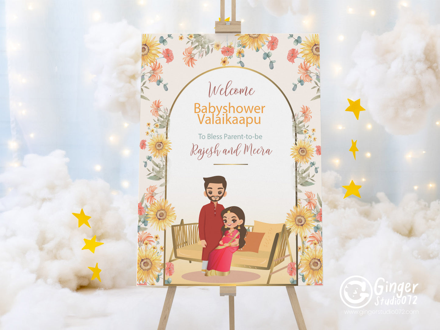 Cute Baby Shower sign, Valaikaapu, Seemantham, Customize Template #wcsl230602