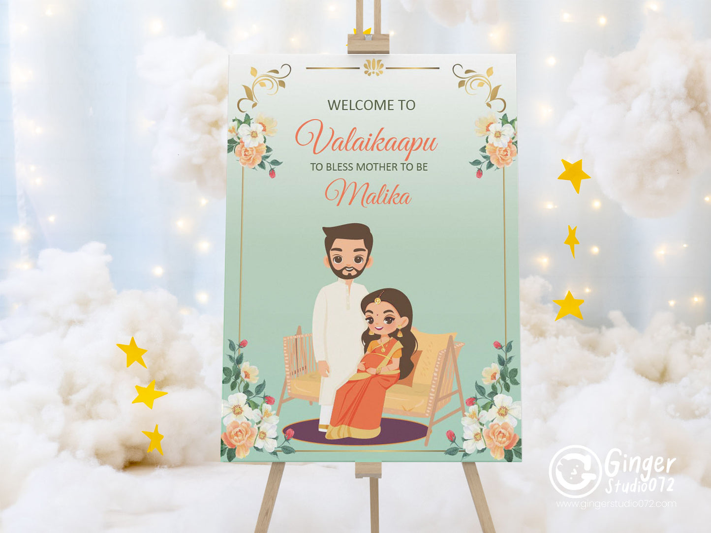 Cute Baby Shower sign, Valaikaapu, Seemantham, Customize Template #wcsl220506