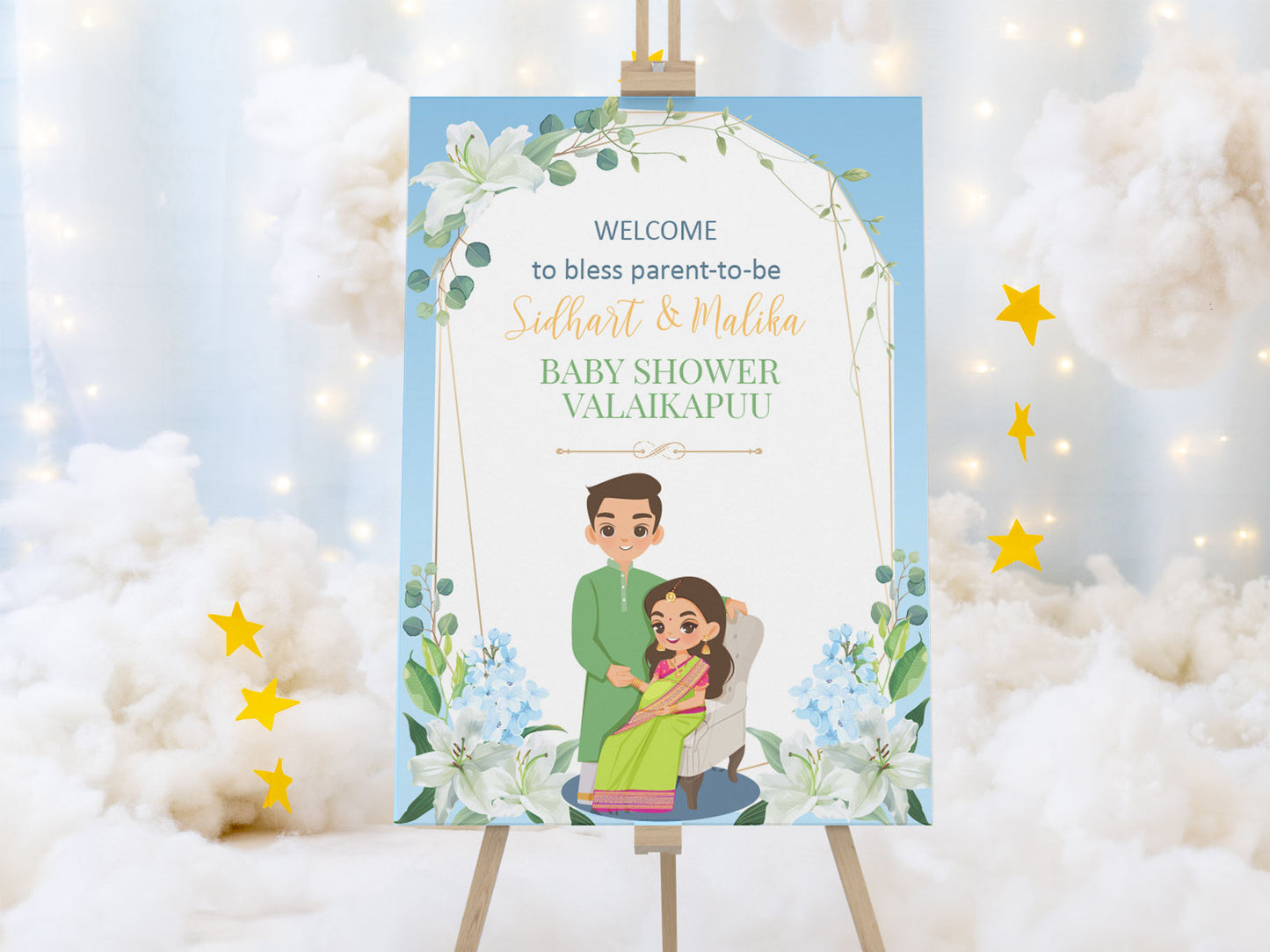 Cute Baby Shower sign, Valaikaapu, Seemantham, Customize Template #wcsl2307010