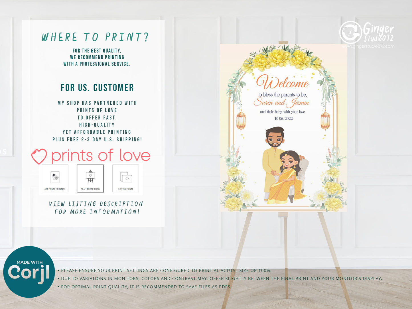 Cute Baby Shower sign, Valaikaapu, Seemantham, Customize Template #wcsl221101