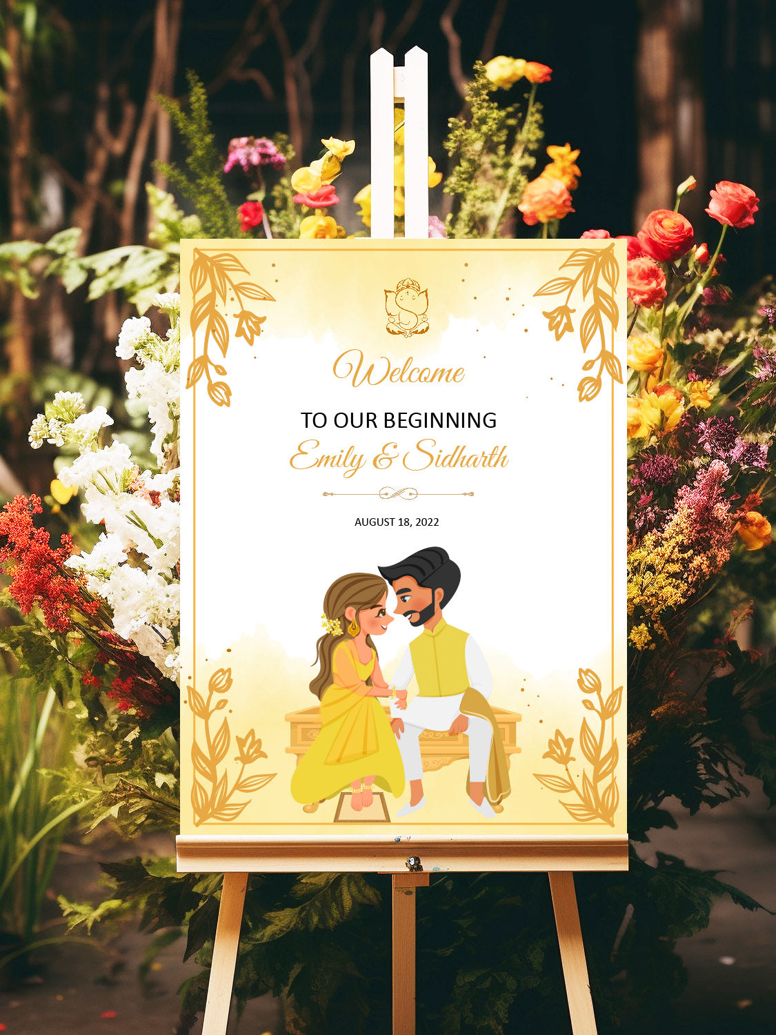 Cute Indian sign: Haldi/Mehndi/Sangeet, reception template #wcsl210702