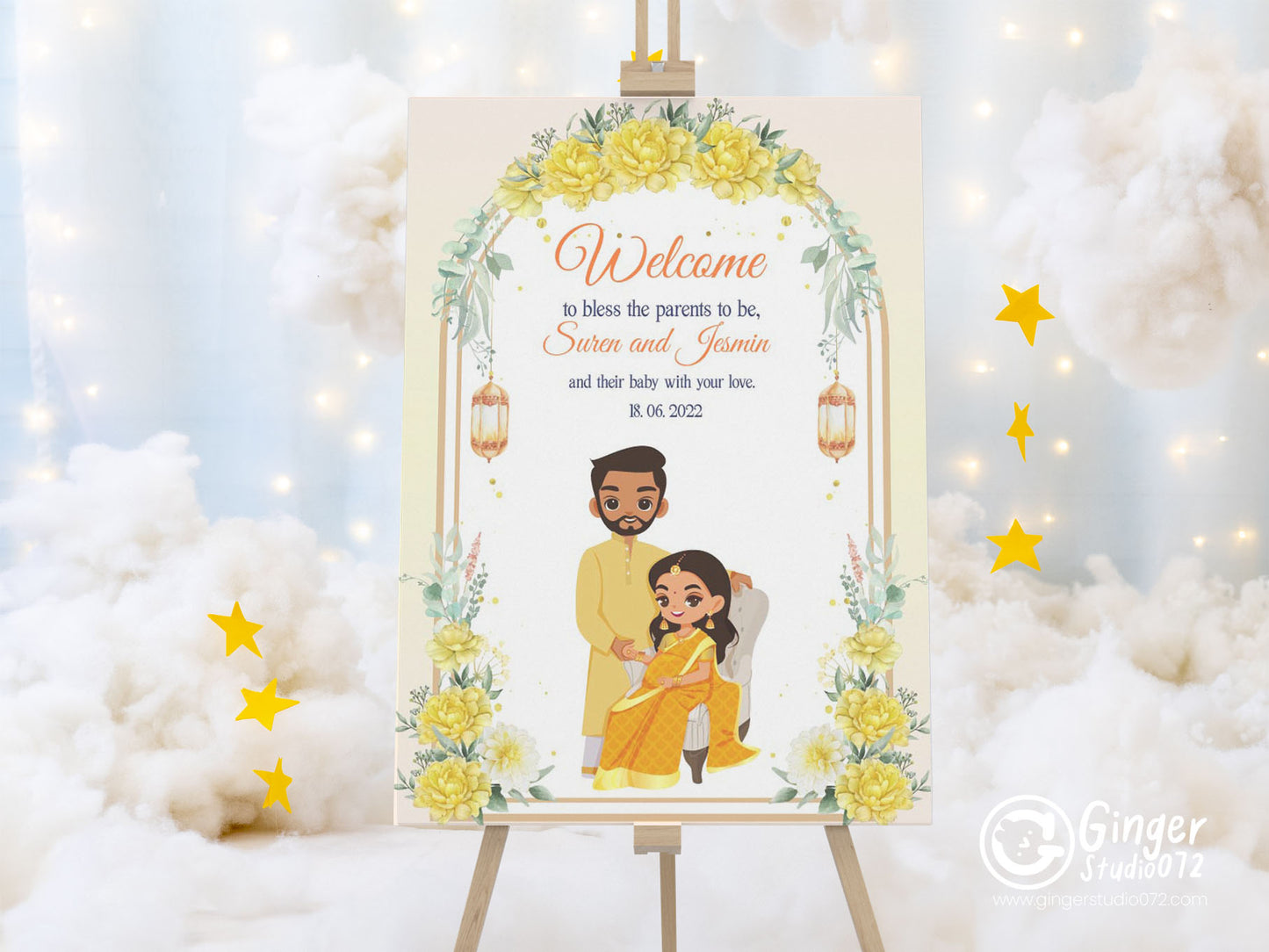 Cute Baby Shower sign, Valaikaapu, Seemantham, Customize Template #wcsl221101