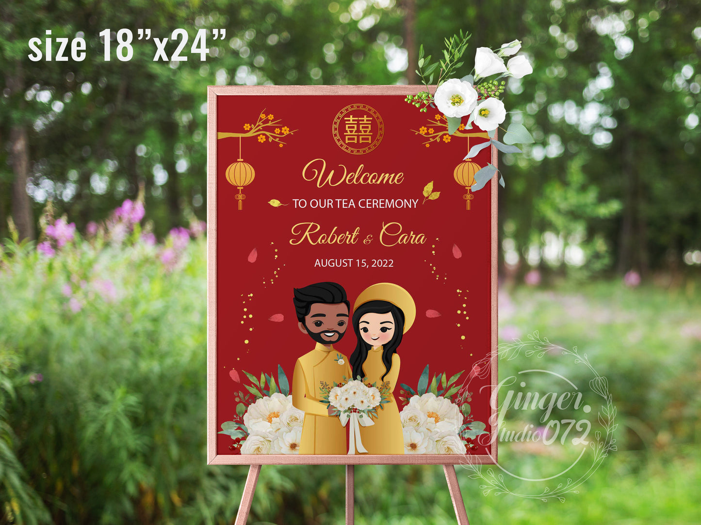 Cute Vietnamese Wedding Welcome sign, customize wedding sign, Tea ceremony event #wcsl211001