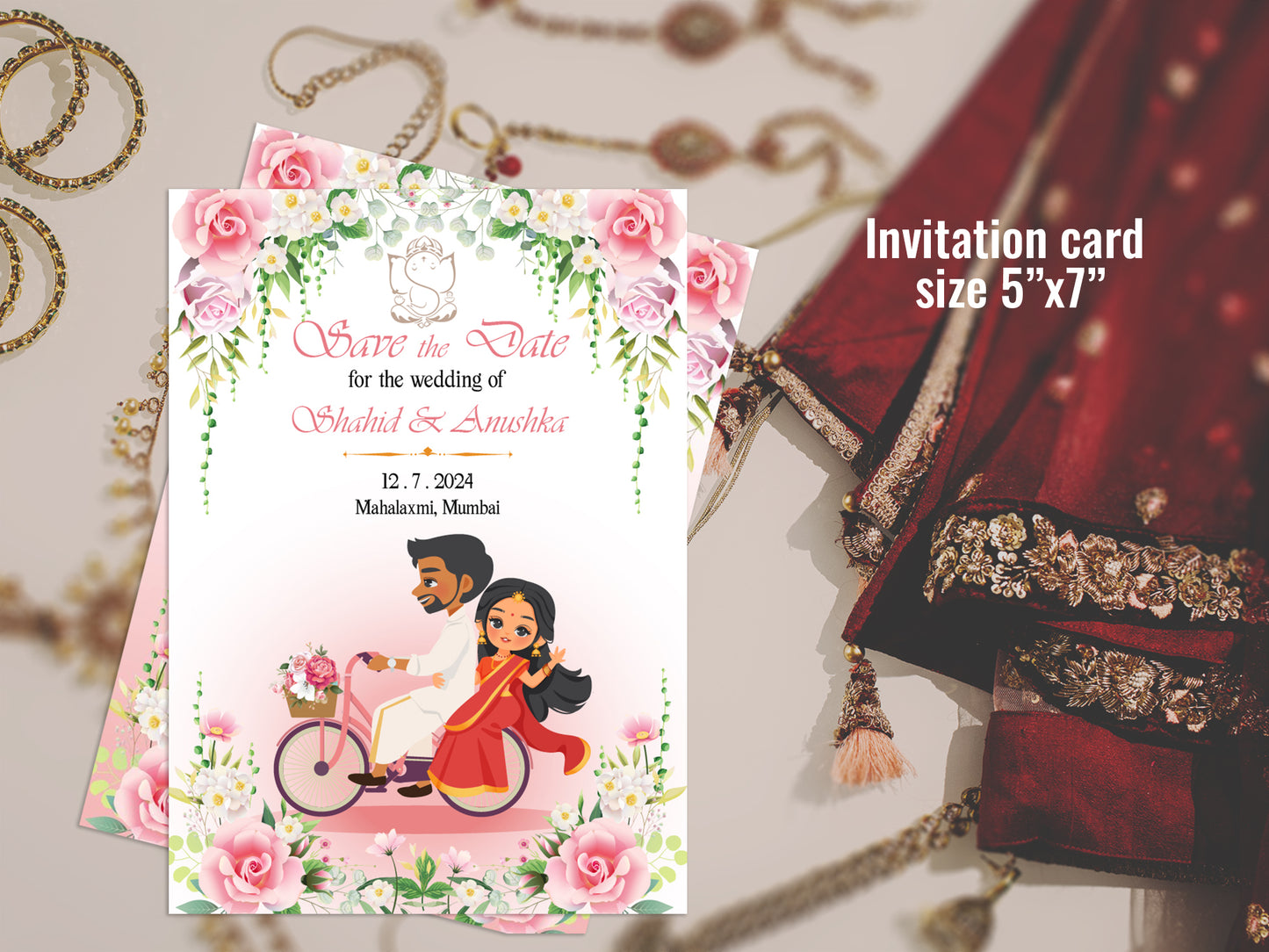 Cute Indian/Hindu wedding invite, Haldi/Mehndi/Sangeet, Customize template #idwc220402