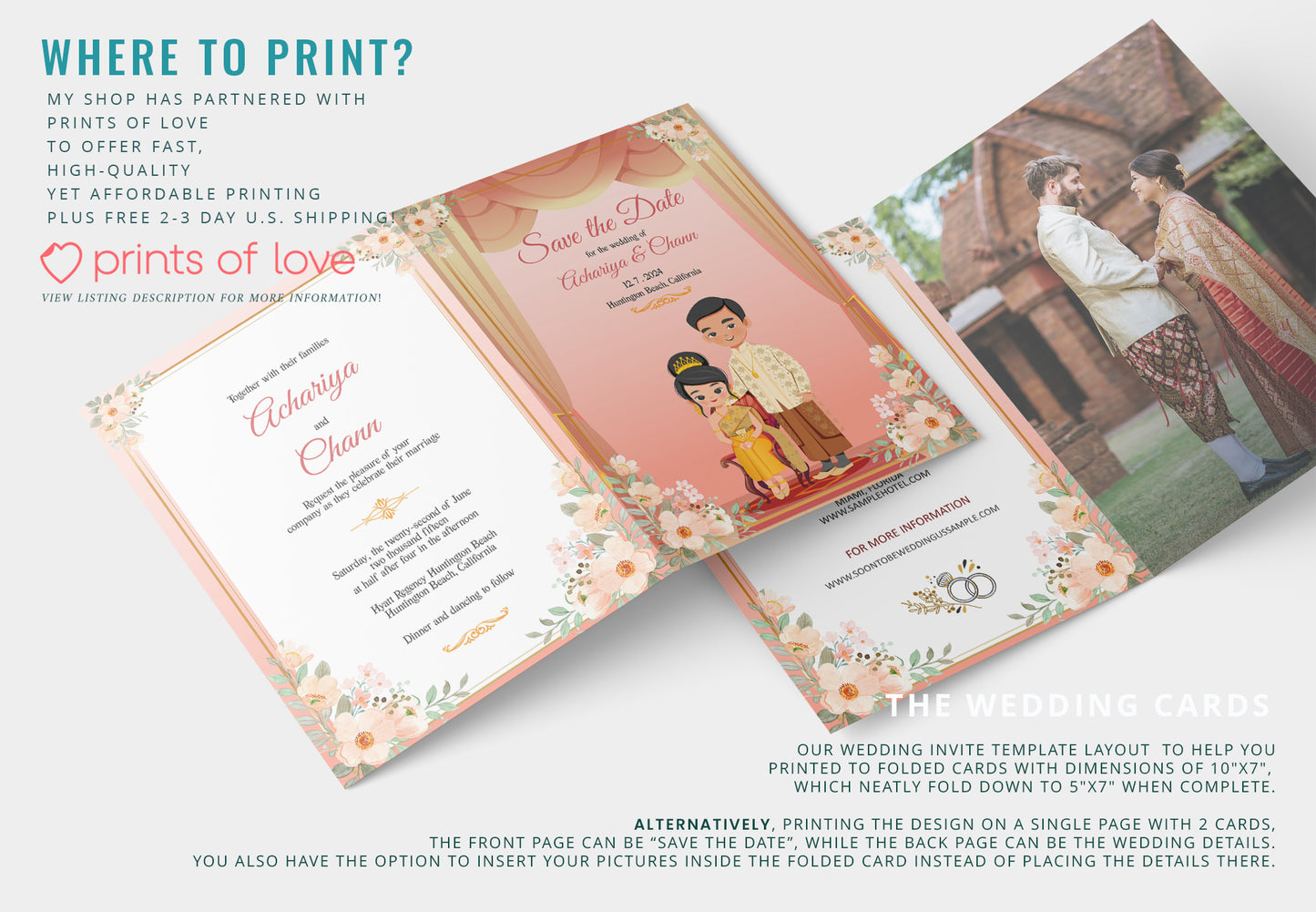 Cute Asian, Khmer, Lao, Thai Wedding invitation, E-Invite template #sewc220301