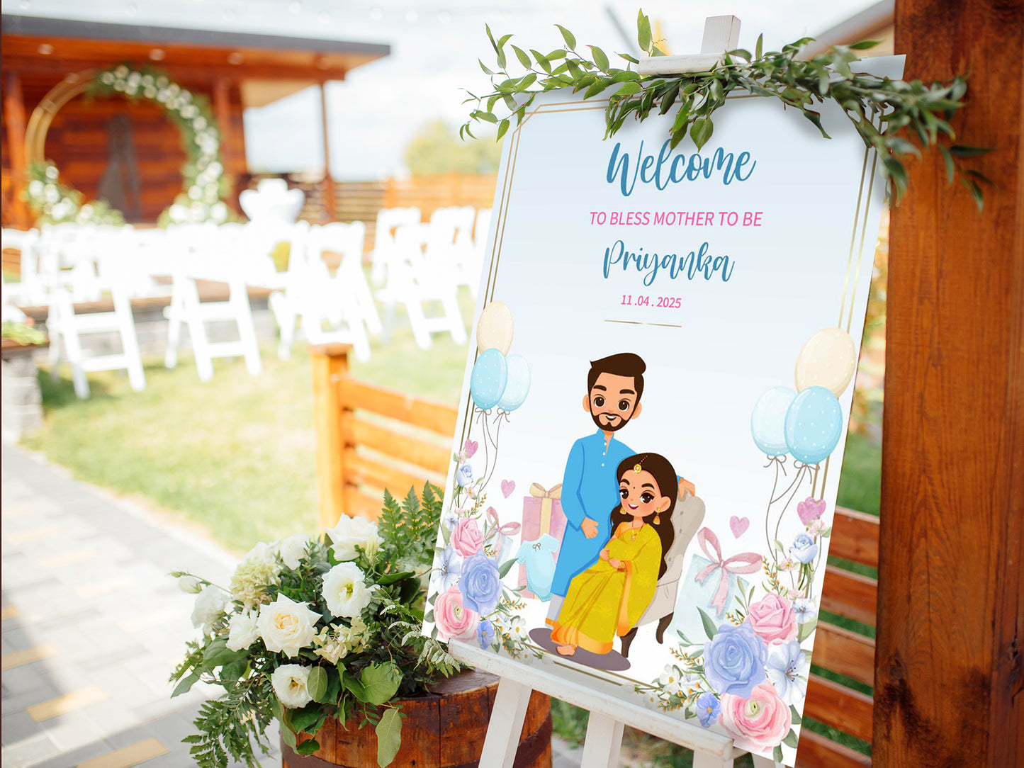 Cute Baby Shower sign, Valaikaapu, Seemantham, Customize Template #wcsl221001