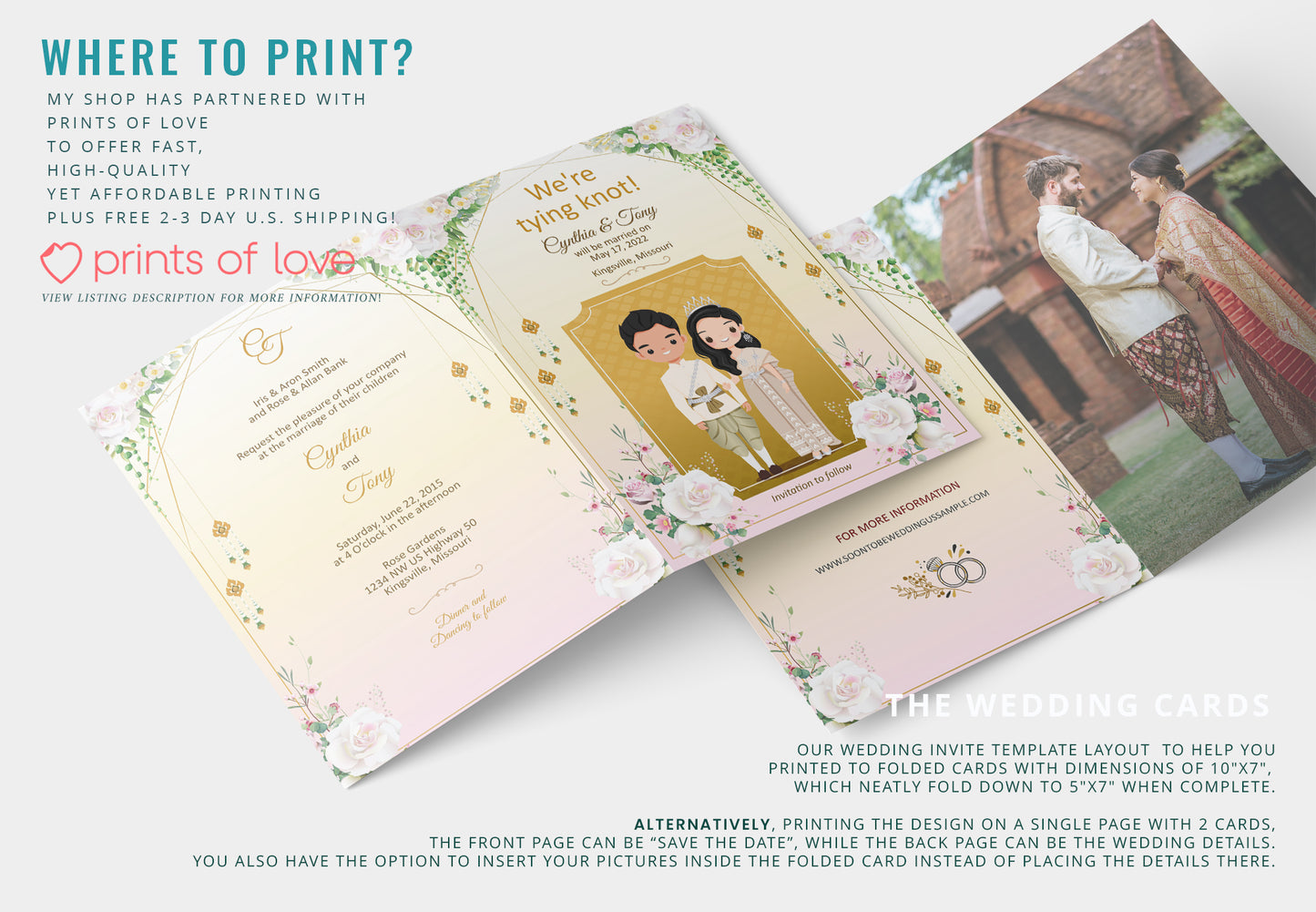 Cute Asian, Khmer, Lao, Thai Wedding invitation, E-Invite template #sewc220902