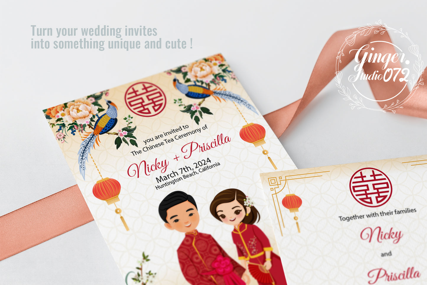 Cute Chinese Wedding, Tea Ceremony, invitation Template #cvwl220304
