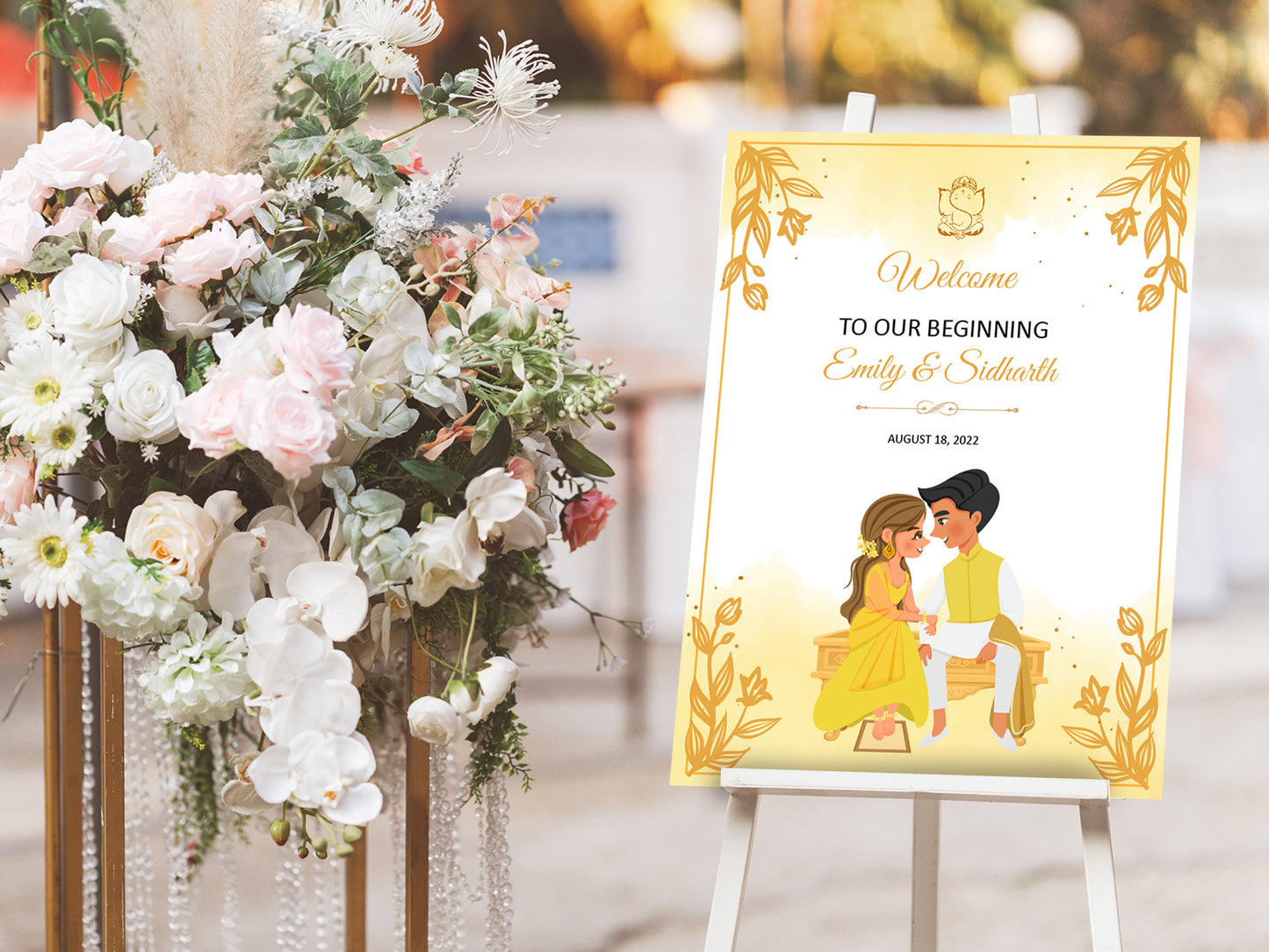 Cute Indian sign: Haldi/Mehndi/Sangeet, reception template #wcsl210702