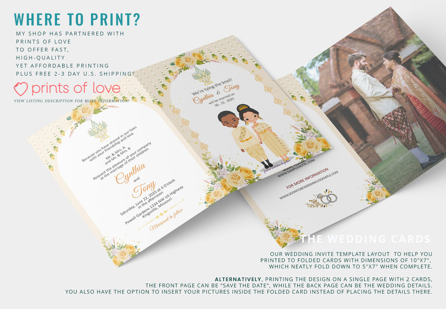 Cute Asian, Khmer, Lao, Thai Wedding invitation, E-Invite template #sewc220102