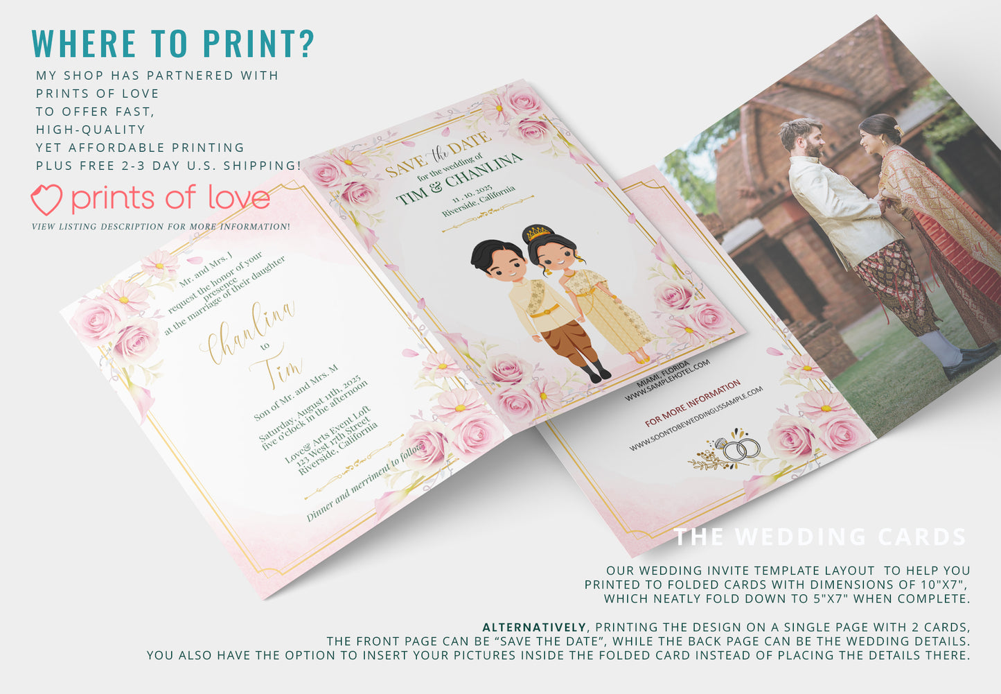 Cute Asian, Khmer, Lao, Thai Wedding invitation, E-Invite template #sewc220105