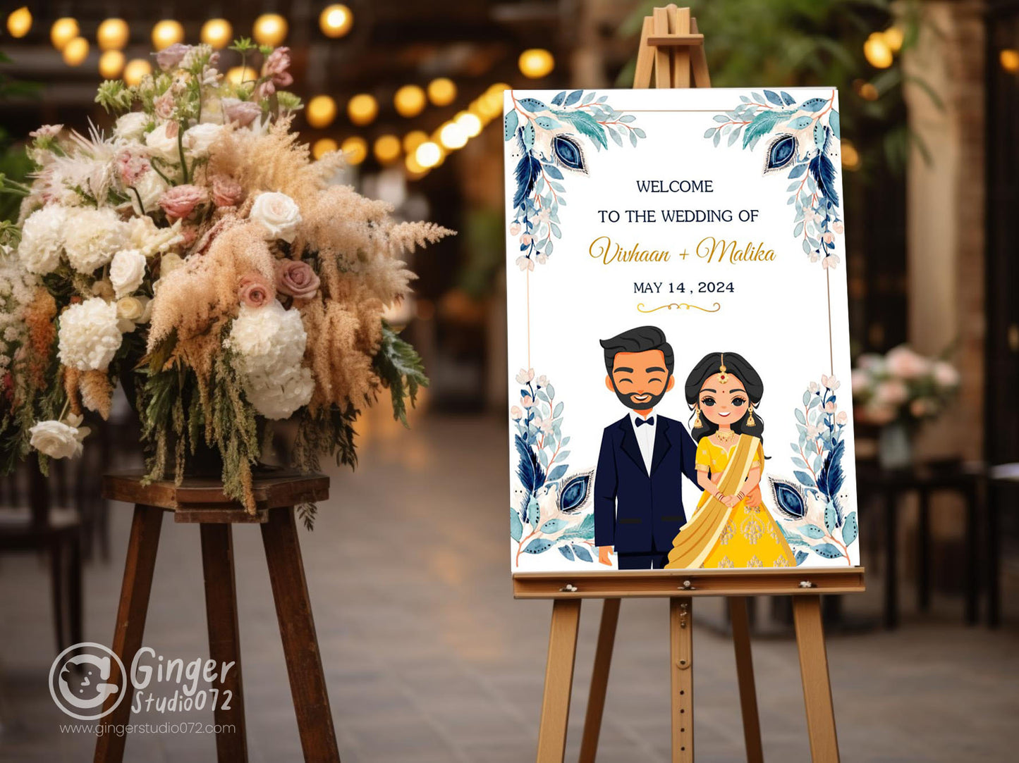 Cute Indian sign: Haldi/Mehndi/Sangeet, reception template #wcsl220705