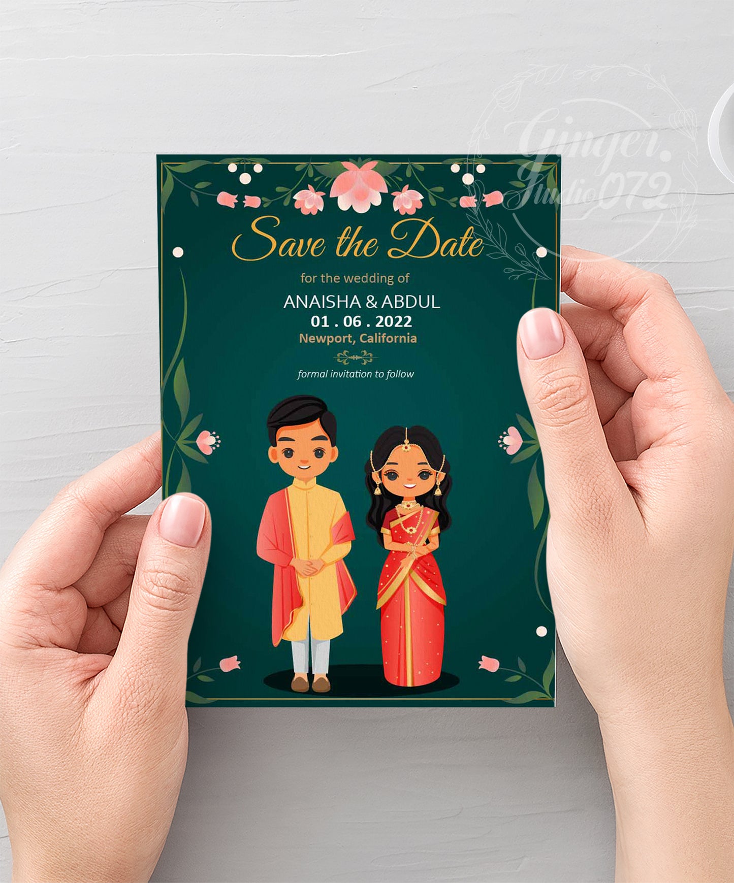 Cute Indian/Hindu wedding invite, Haldi/Mehndi/Sangeet, Customize template #idwc200609