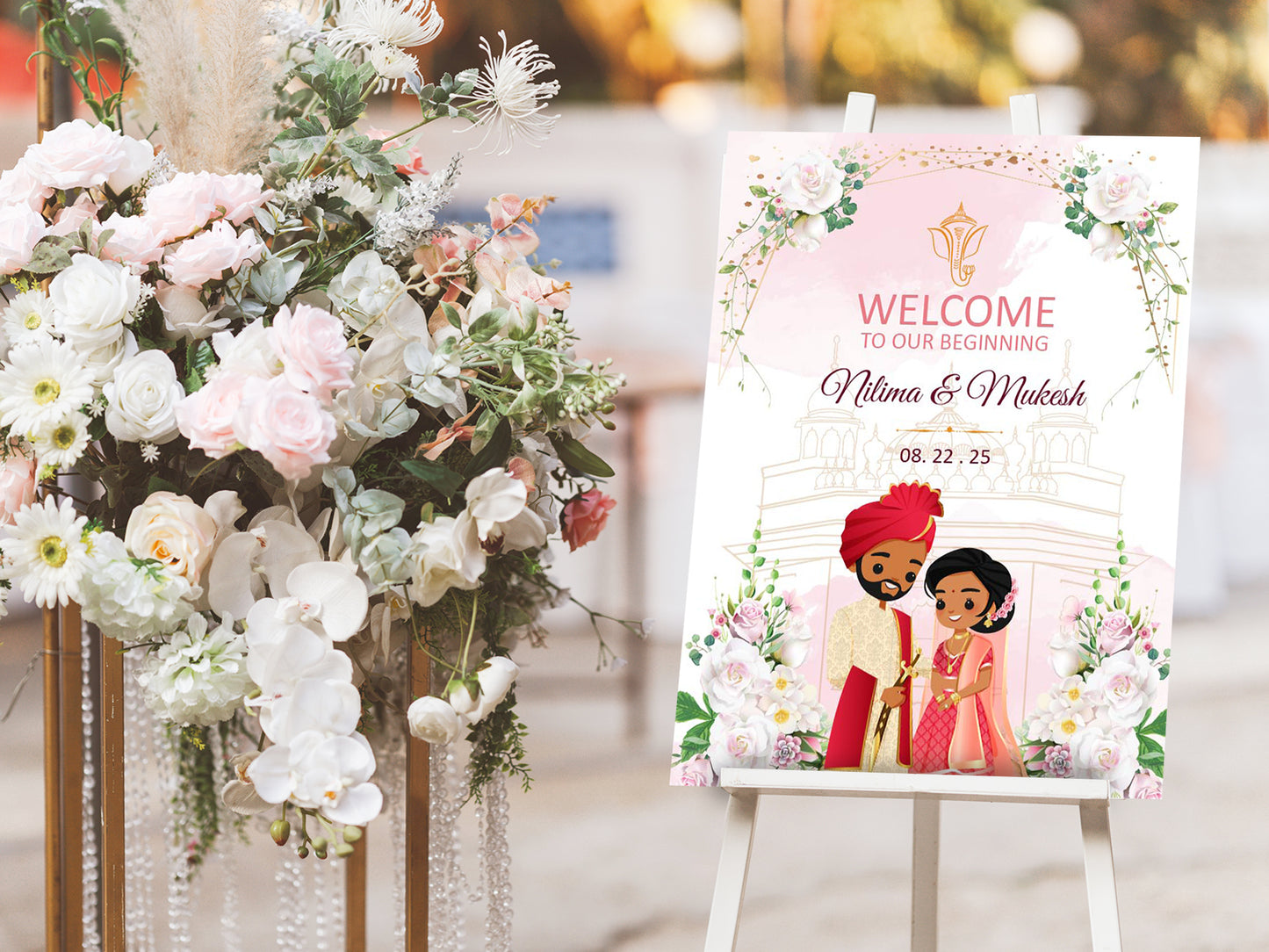 Cute Indian sign: Haldi/Mehndi/Sangeet, reception template #wcsl220907