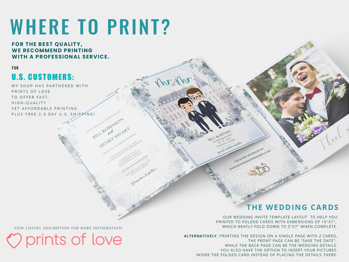 Cute LGBT wedding Invites, Asian-Caucasian wedding, customize template #lgbt220801