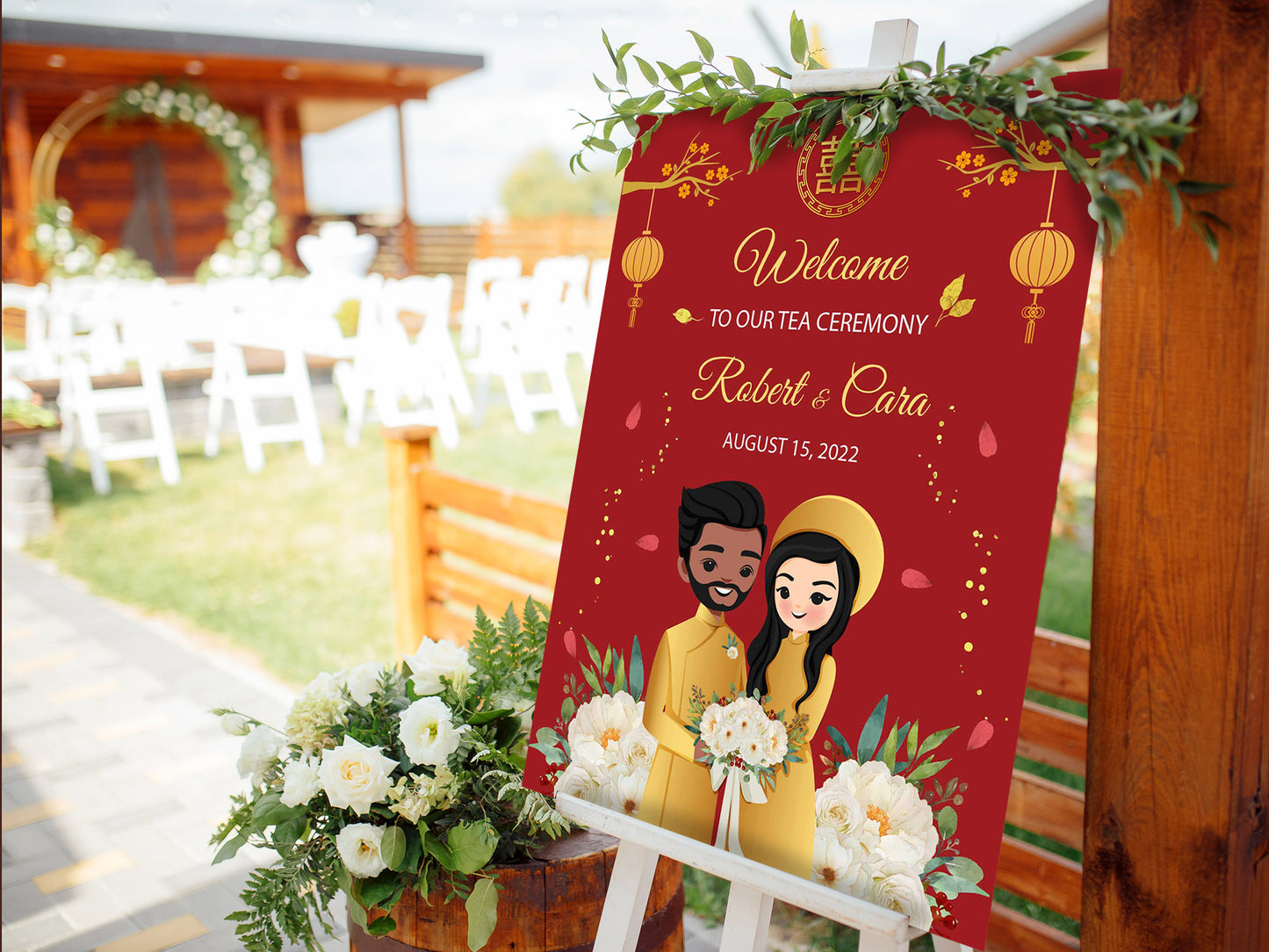 Cute Vietnamese Wedding Welcome sign, customize wedding sign, Tea ceremony event #wcsl211001