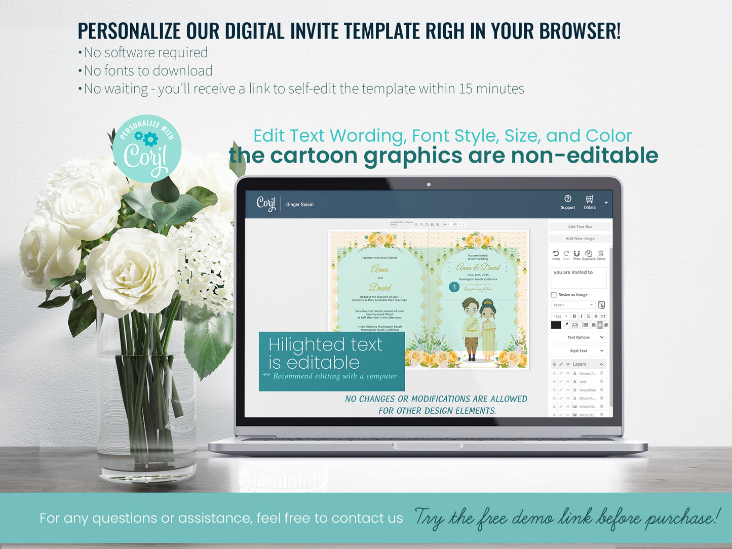 Cute Asian, Khmer, Lao, Thai Wedding invitation, E-Invite template  #sewc220103