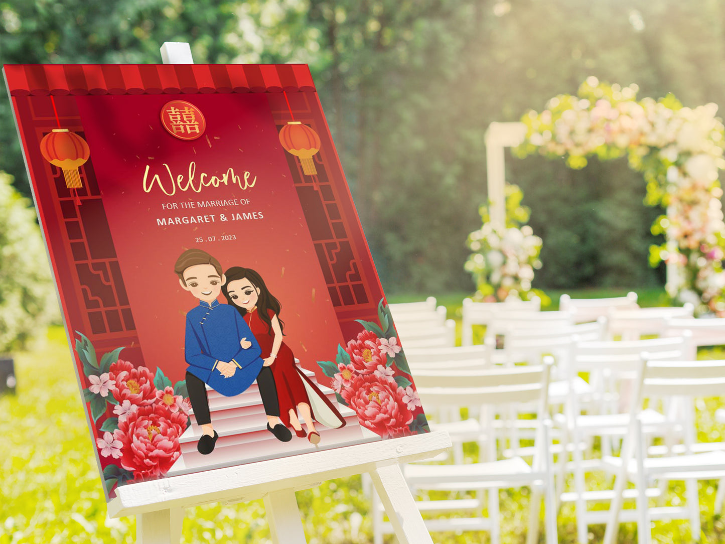 Cute Vietnamese Wedding, Tea ceremony, Welcome signage template #wcsl220804