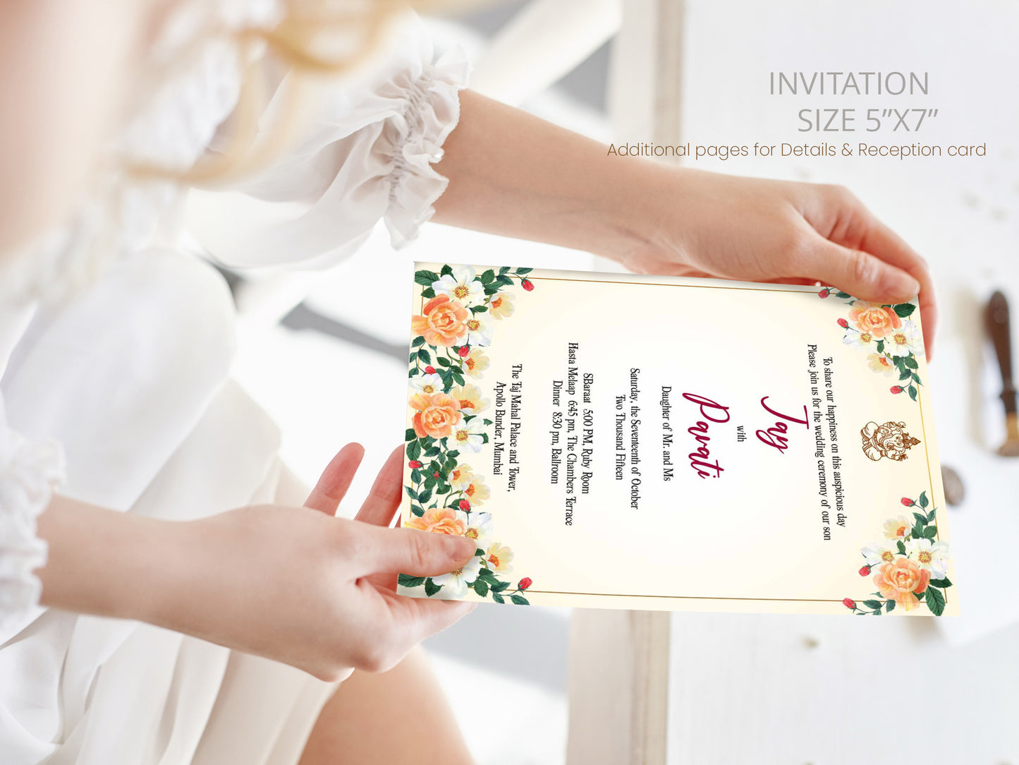 Cute Indian/Hindu wedding invite, Haldi/Mehndi/Sangeet, Customize template #idwc220105