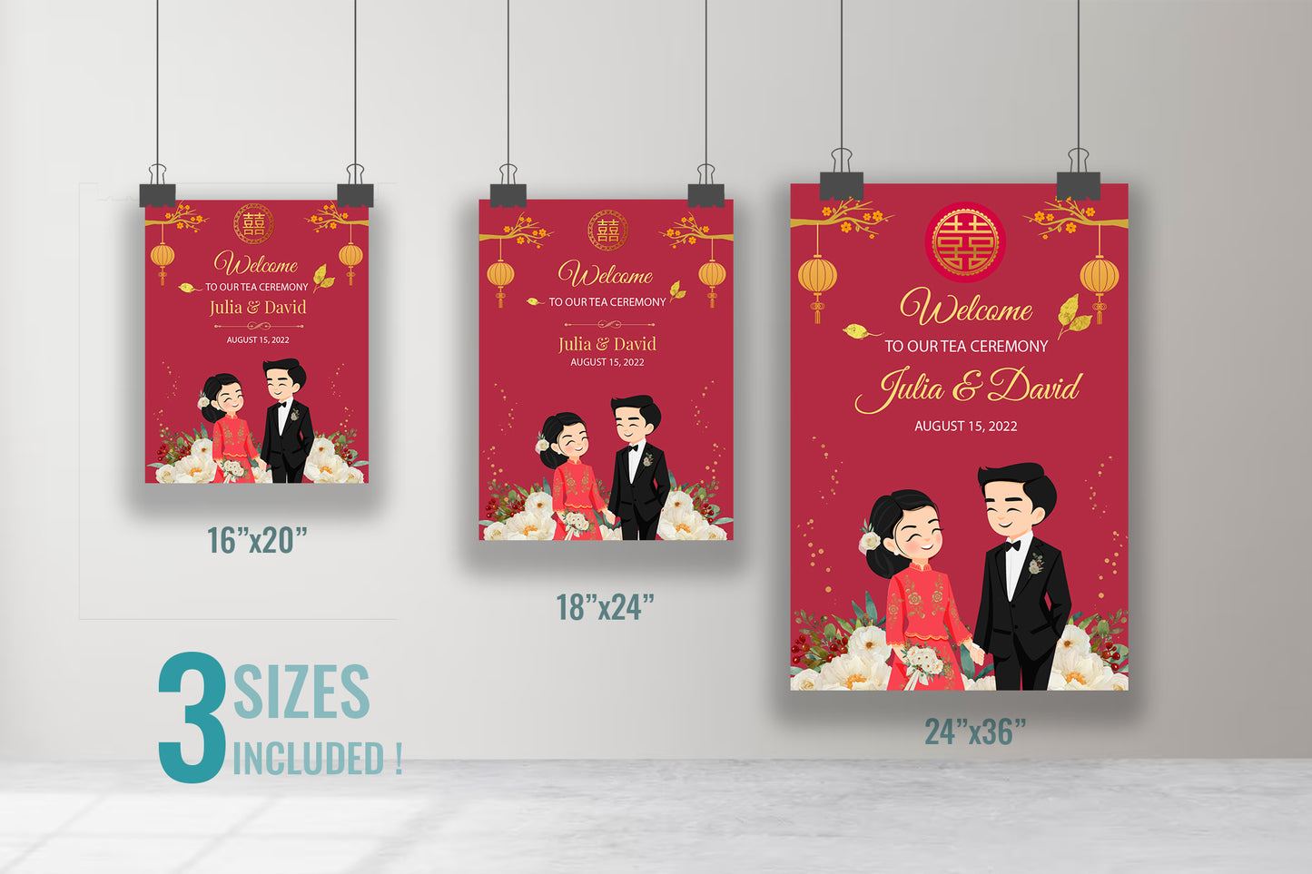 Cute Vietnamese Wedding, Tea ceremony, Welcome signage template #wcsl230103