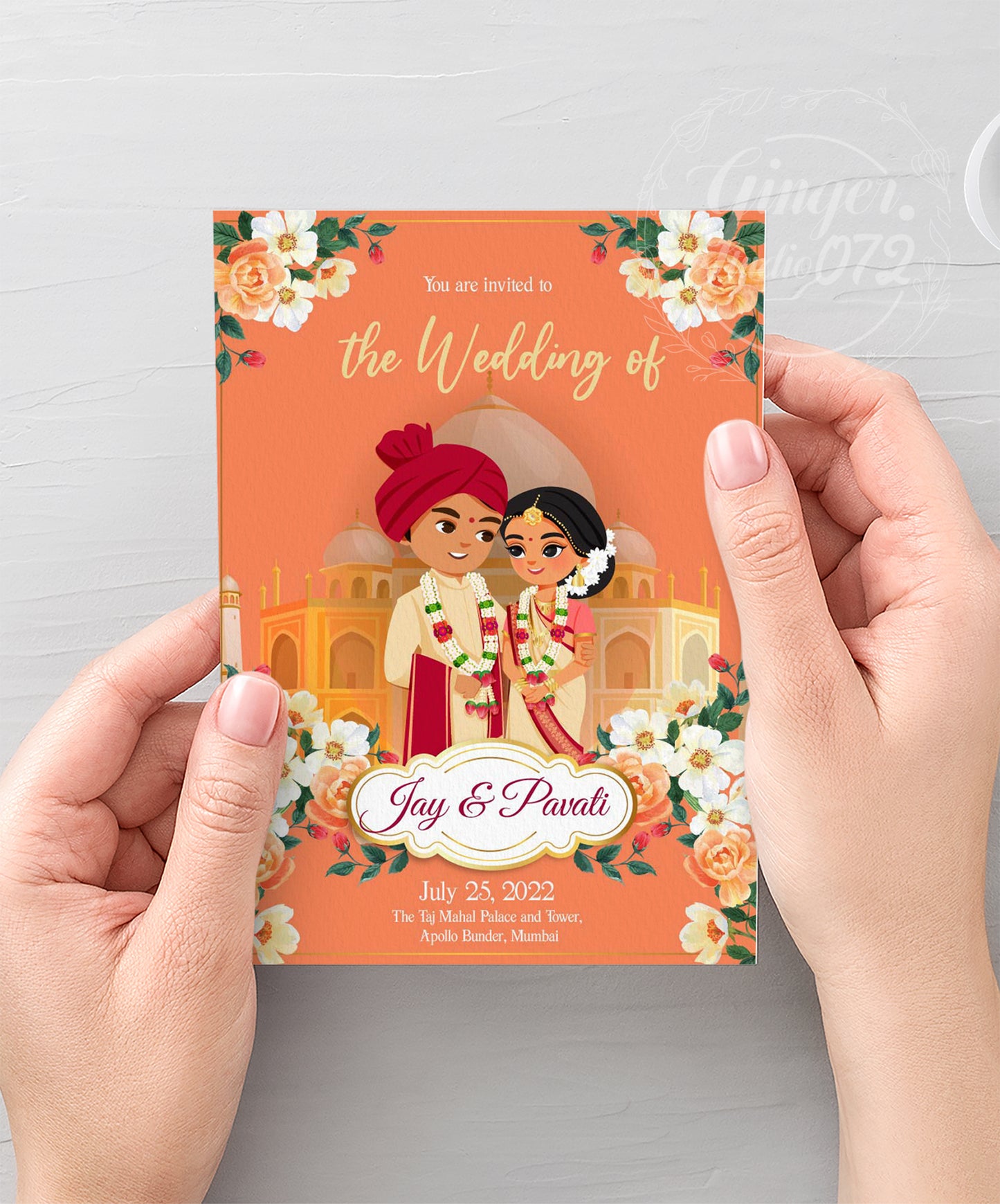 Cute Indian/Hindu wedding invite, Haldi/Mehndi/Sangeet, Customize template #idwc220105