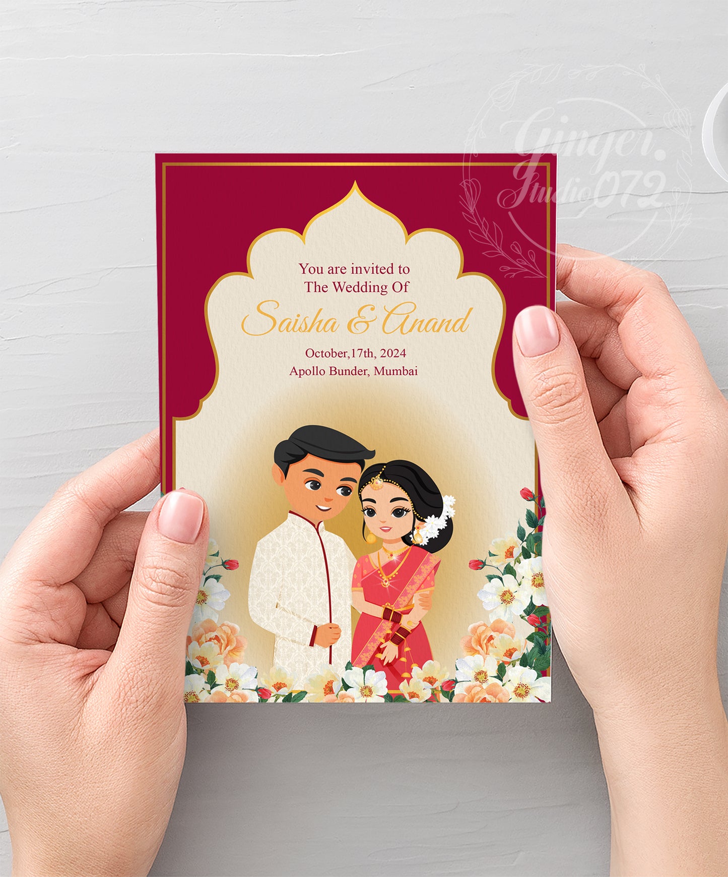 Cute Indian/Hindu wedding invite, Haldi/Mehndi/Sangeet, Customize template #idwc220108