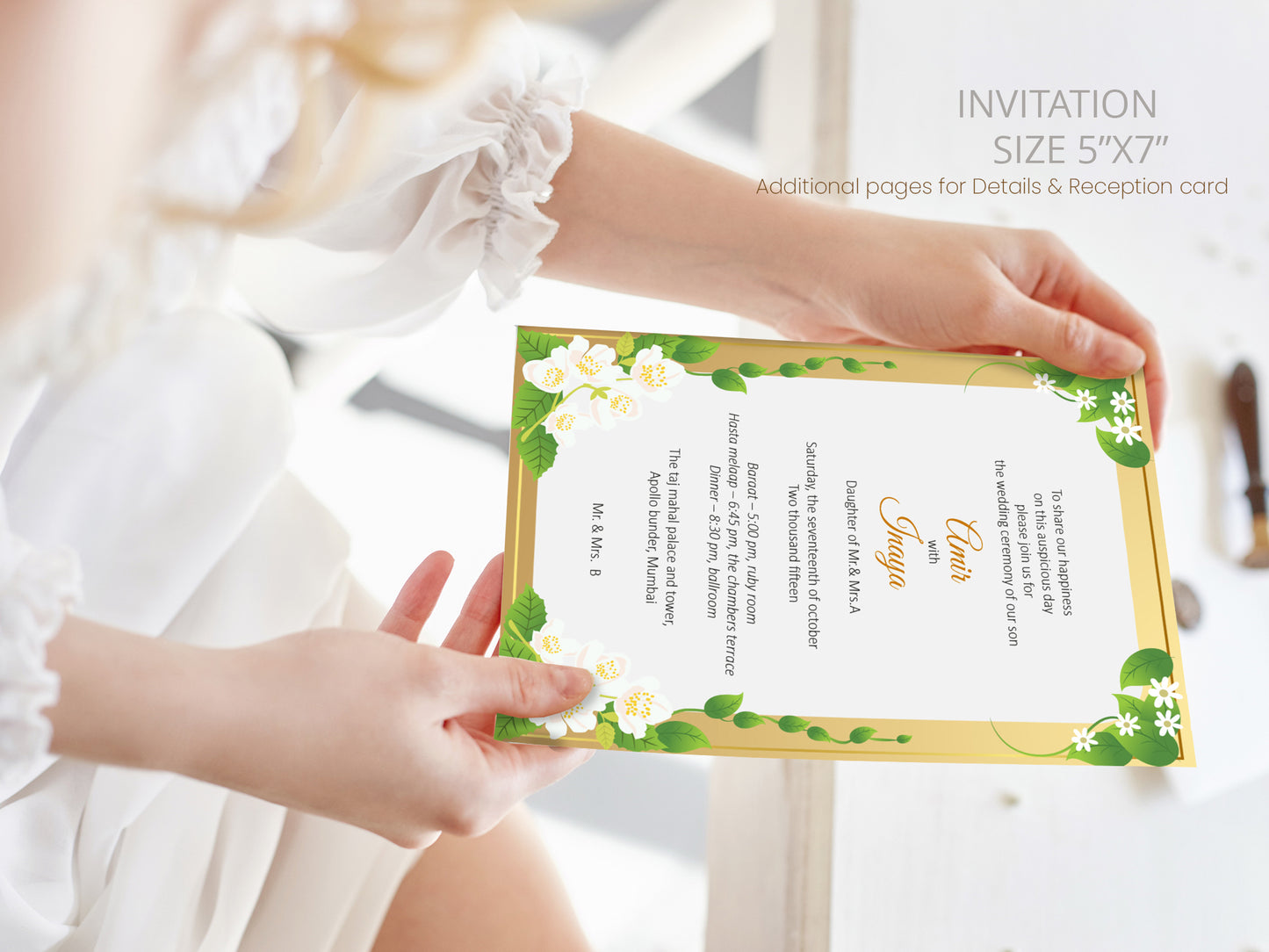 Cute Indian/Hindu wedding invite, Haldi/Mehndi/Sangeet, Customize template #idwc210304