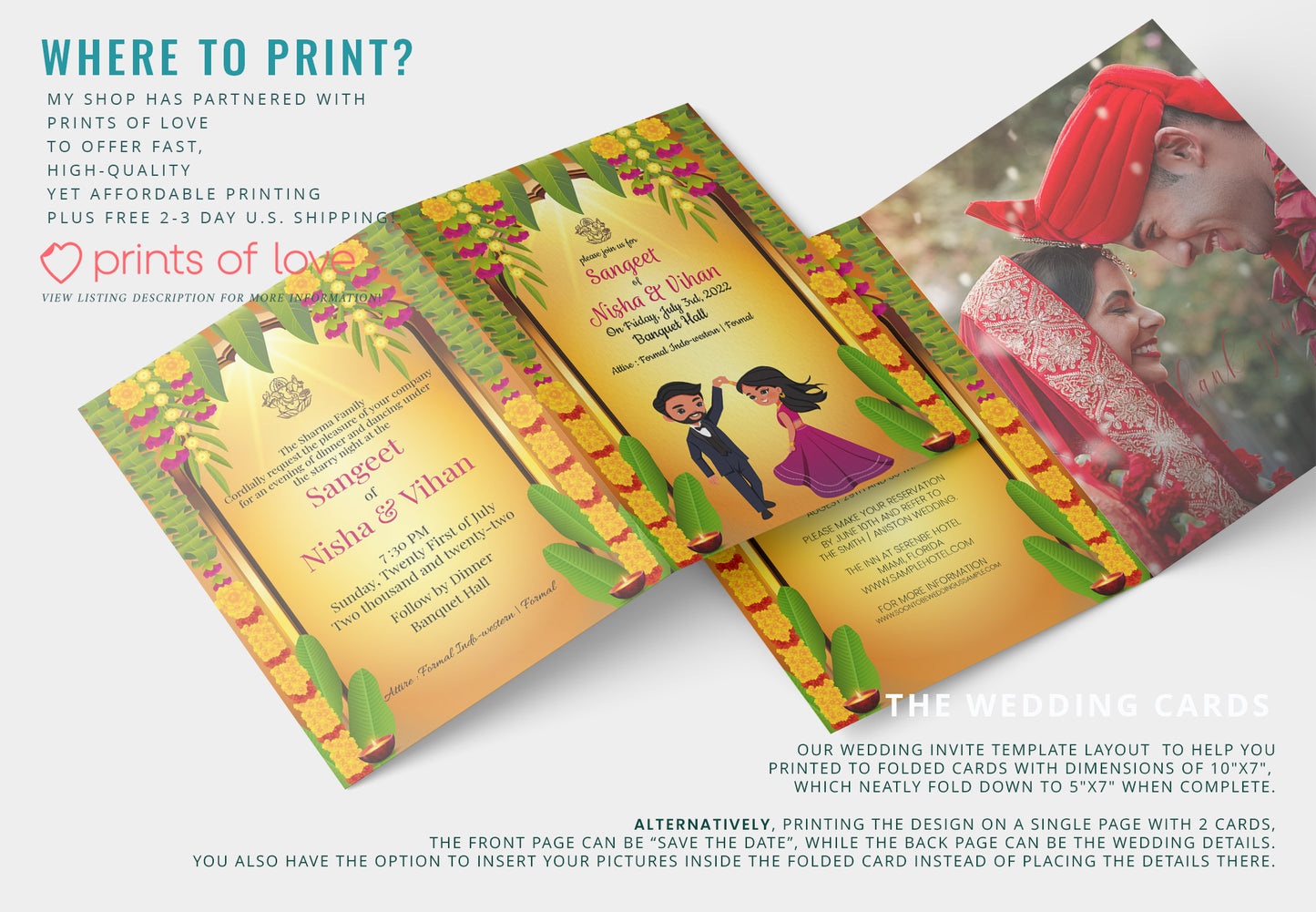 Cute Indian/Hindu wedding invite, Haldi/Mehndi/Sangeet, Customize template #idsg210401
