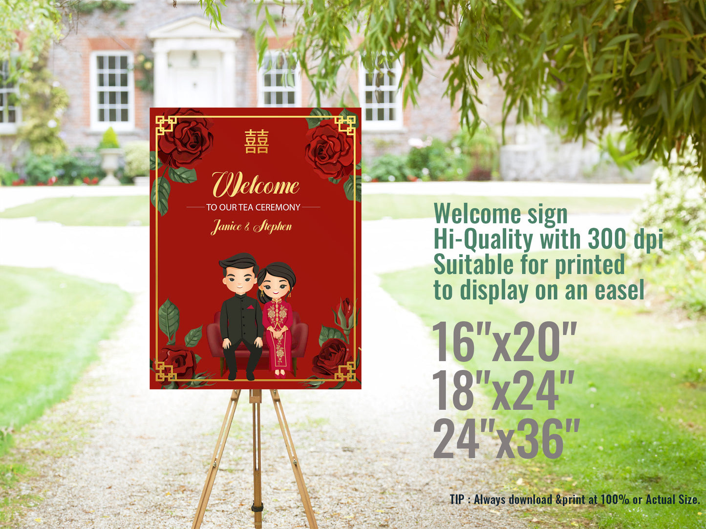 Cute Vietnamese Wedding, Tea ceremony, Welcome signage template #wcsl211204