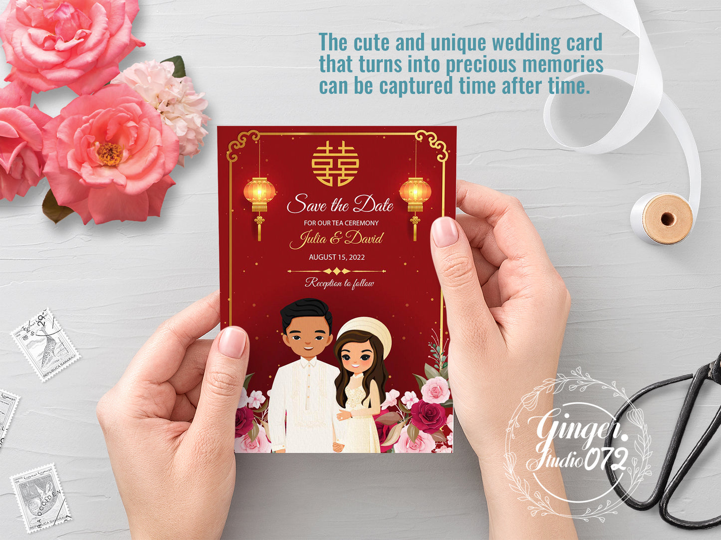 Cute Vietnamese wedding invite, Áo dài theme, Customize Invite Template #cvwk220603