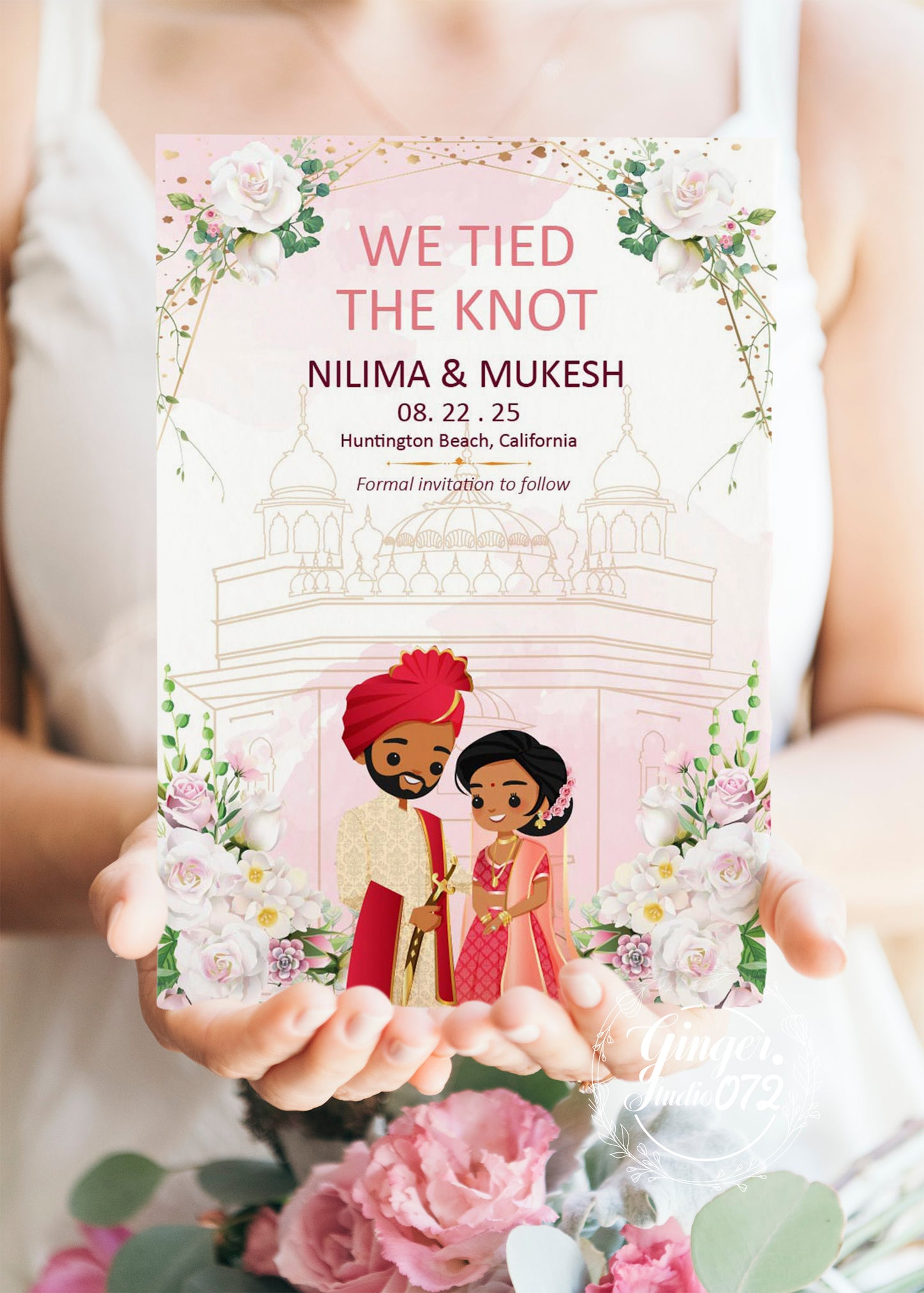 Cute Indian/Hindu wedding invite, Haldi/Mehndi/Sangeet, Customize template #idwc220915