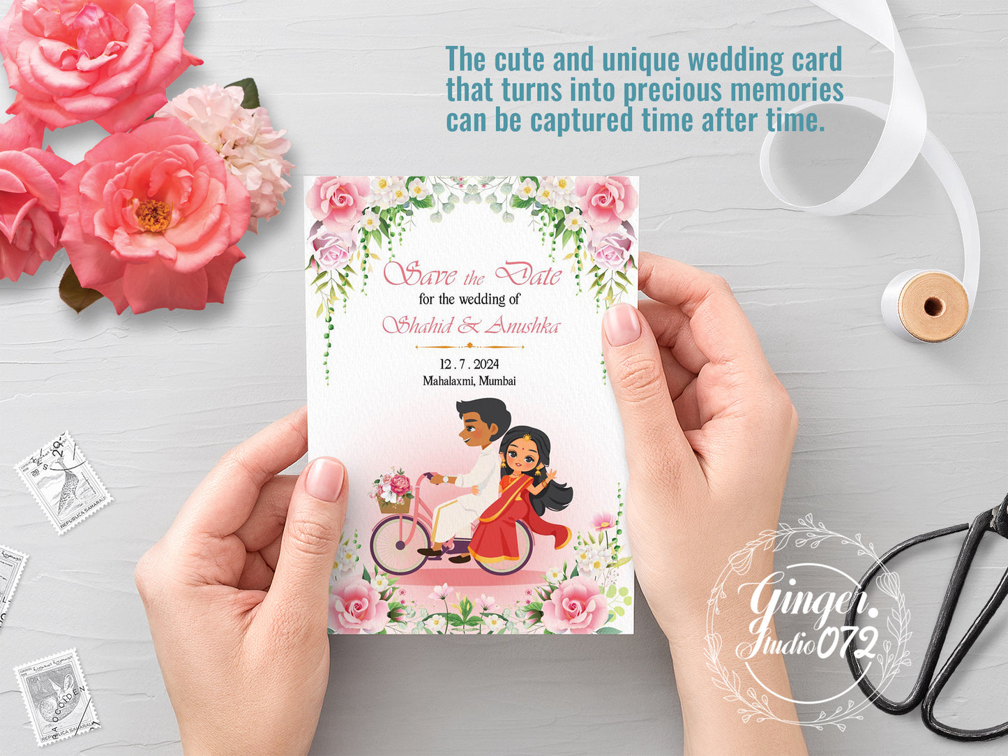 Cute Indian/Hindu wedding invite, Haldi/Mehndi/Sangeet, Customize template #idwc220402